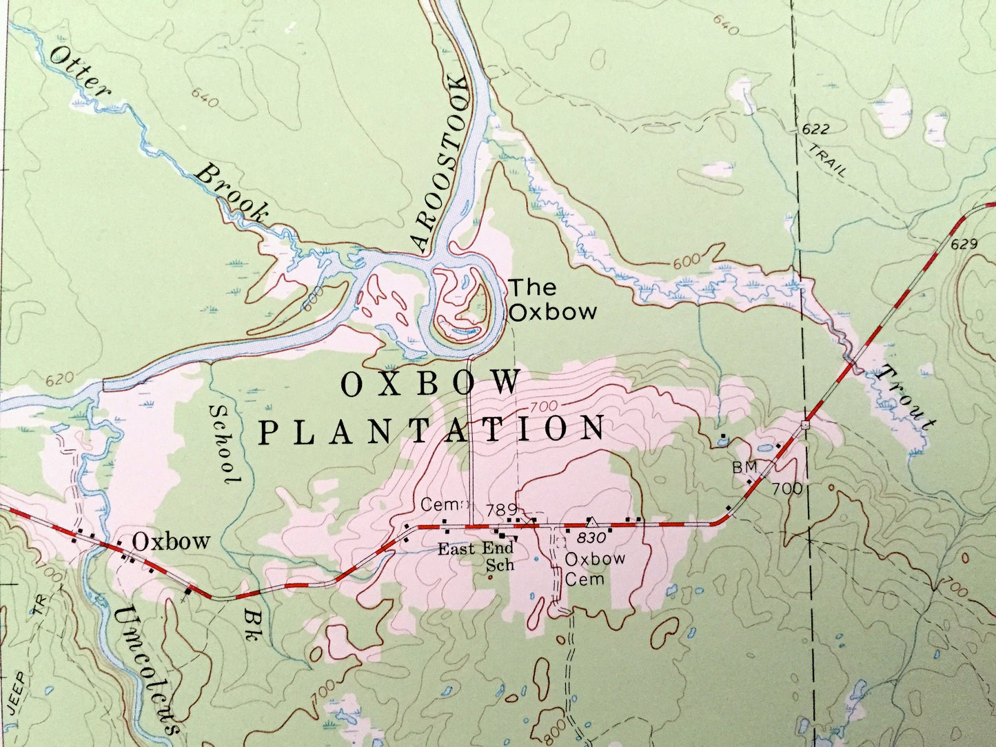 Antique Oxbow, Maine 1965 US Geological Survey Topographic Map – Masardis, Griswold, Pride, St. Croix, Umcolcus Lake, Aroostook, Penobscot