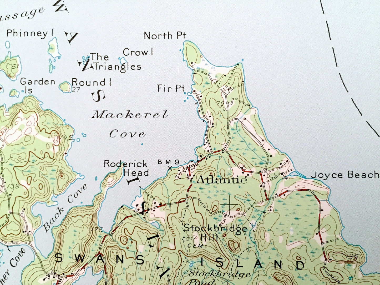 Antique Swans Island, Maine 1943 US Geological Survey Topographic Map – Tremont, Southwest Harbor, Cranberry Isles, Long Island, Hancock, ME
