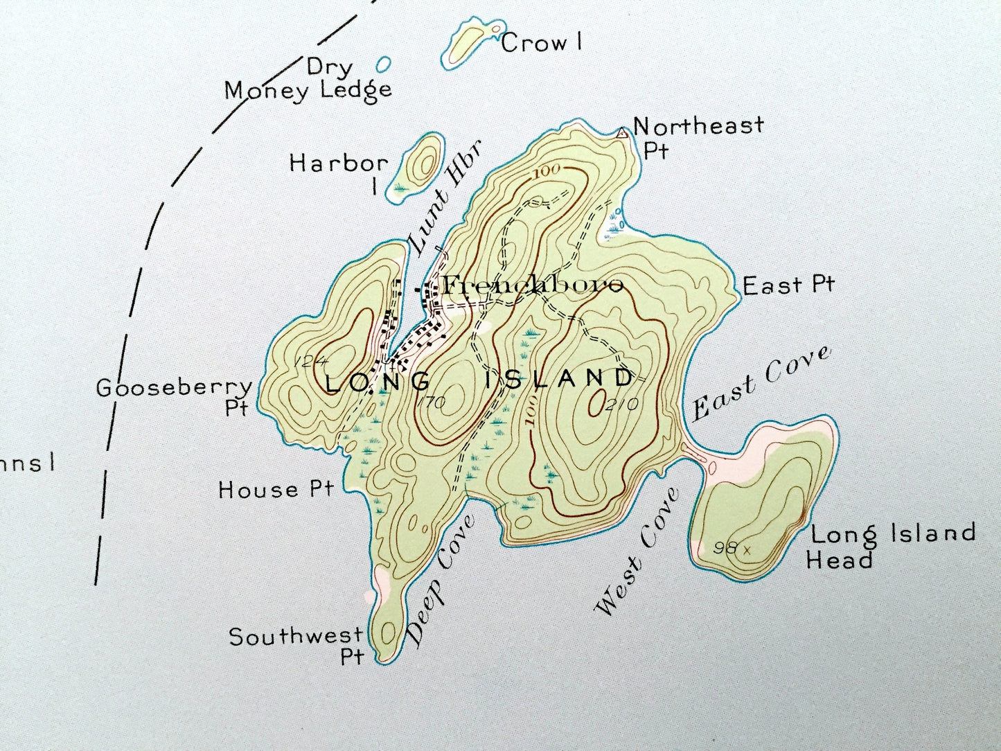 Antique Swans Island, Maine 1943 US Geological Survey Topographic Map – Tremont, Southwest Harbor, Cranberry Isles, Long Island, Hancock, ME