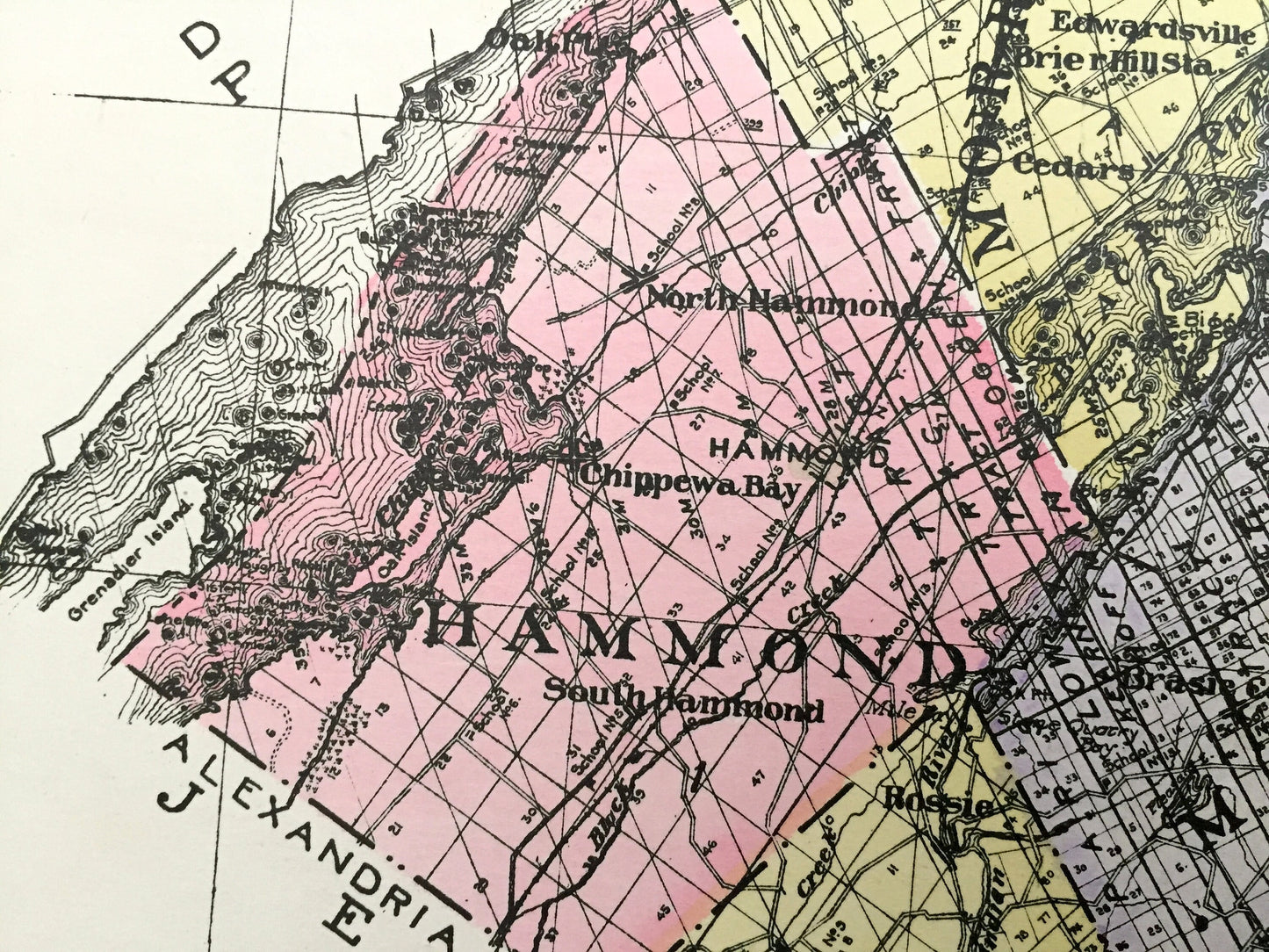 Antique St. Lawrence County, New York 1912 New Century Atlas Map – Canton, Potsdam, Ogdensburg, Morristown, Massena Cranberry Lake Madrid NY
