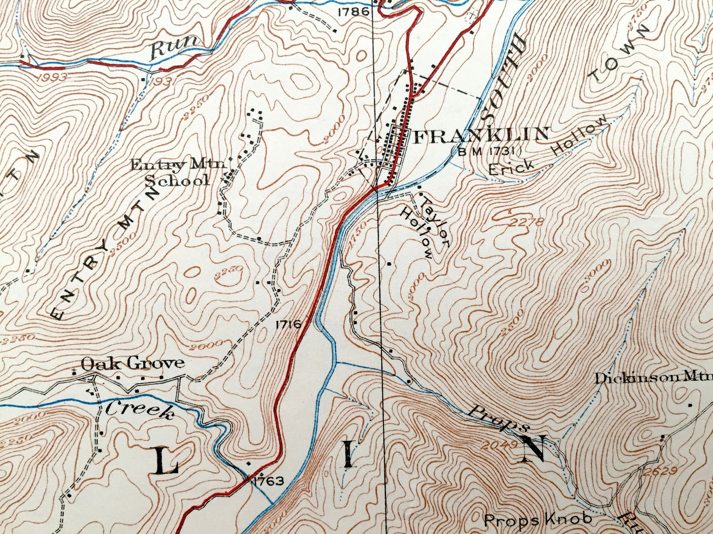 Antique Circleville, West Virginia 1924 US Geological Survey Topographic Map – Pendleton County, Mill Run, Franklin, Sugar Grove, Johnstown
