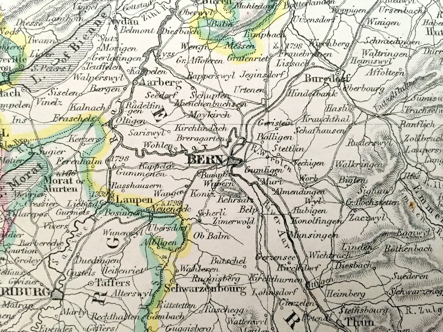 Antique 1863 Switzerland Map by Dower & Weekly Dispatch – France, Italy, Geneva, Basel, Como, Besançon, Lake Geneva, Rhine River, Mont Blanc