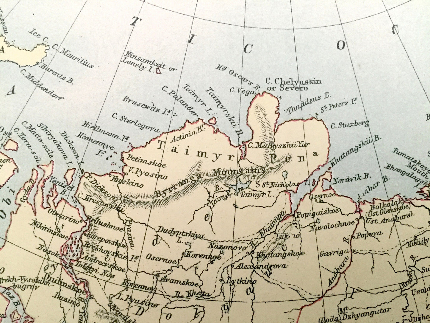 Antique 1888 Russia in Asia Map from A & C Black's World Atlas – Kazakhstan, Siberia, Yakutsk, Chita, Arctic Ocean, Lake Baikal, Bering Sea