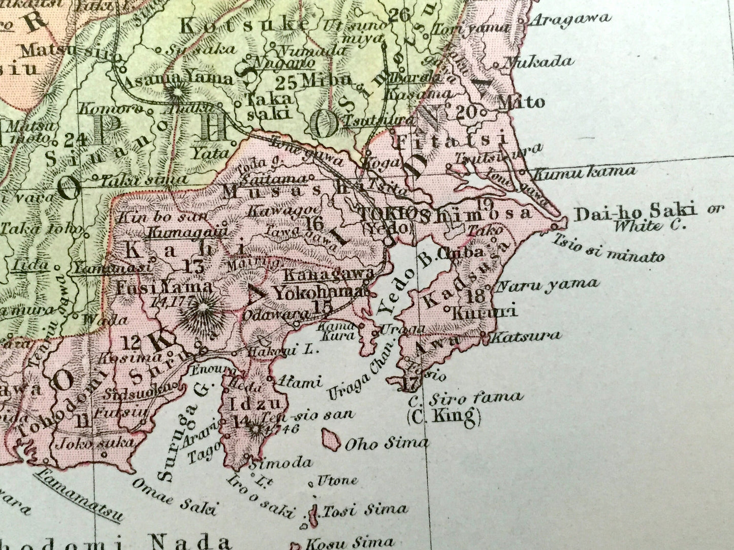 Antique 1888 Japan Map from A & C Black's World Atlas – Korea, Russia, Tokyo, Osaka, Kyoto, Yokohama, Nagoya, Sea of Japan, Gulf of Tartary