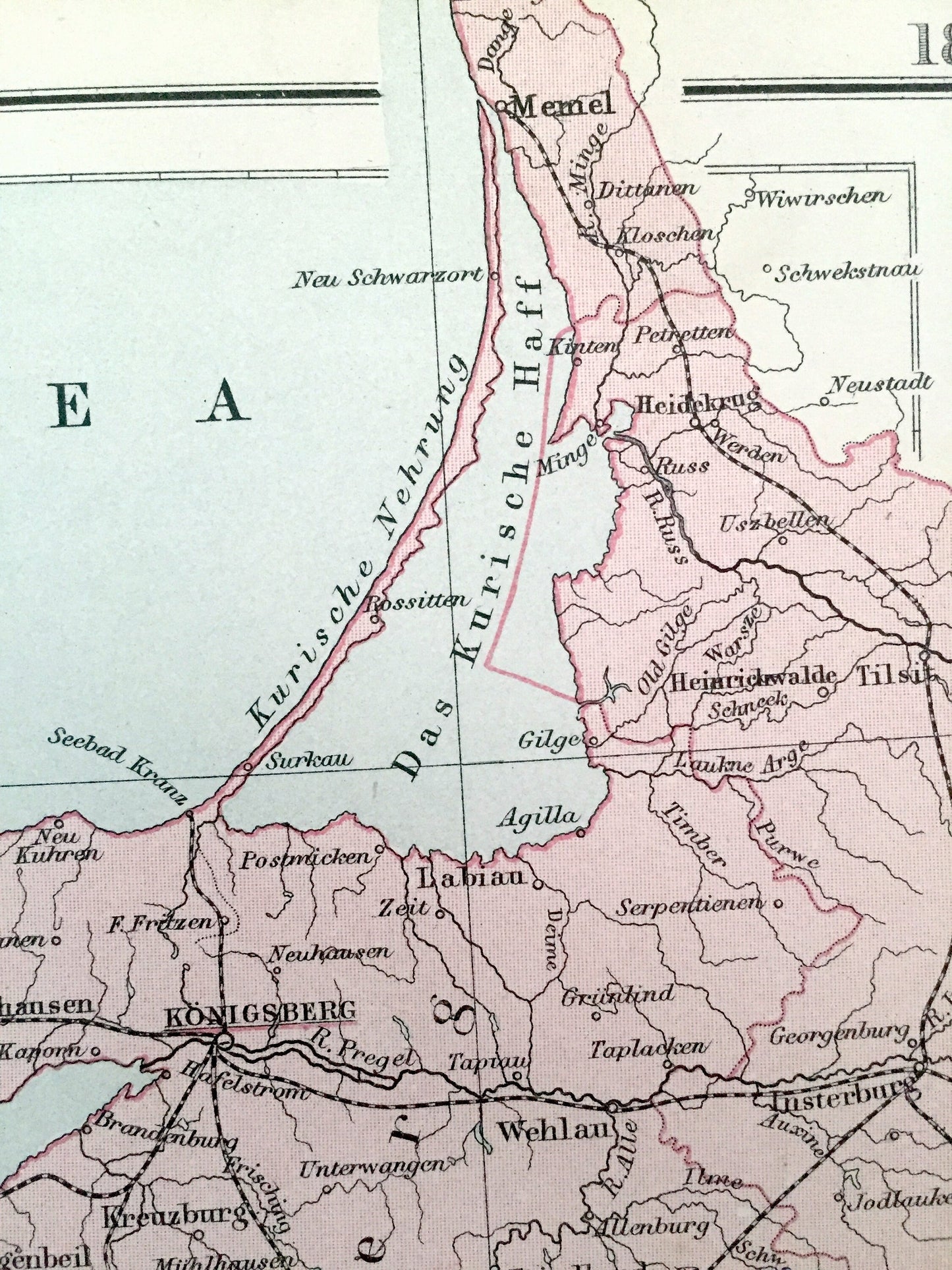 Antique 1888 German Empire Map from A & C Black's World Atlas – Poland, Russia, Lithuania, Warsaw, Wrocław, Gdańsk, Kaliningrad, Baltic Sea
