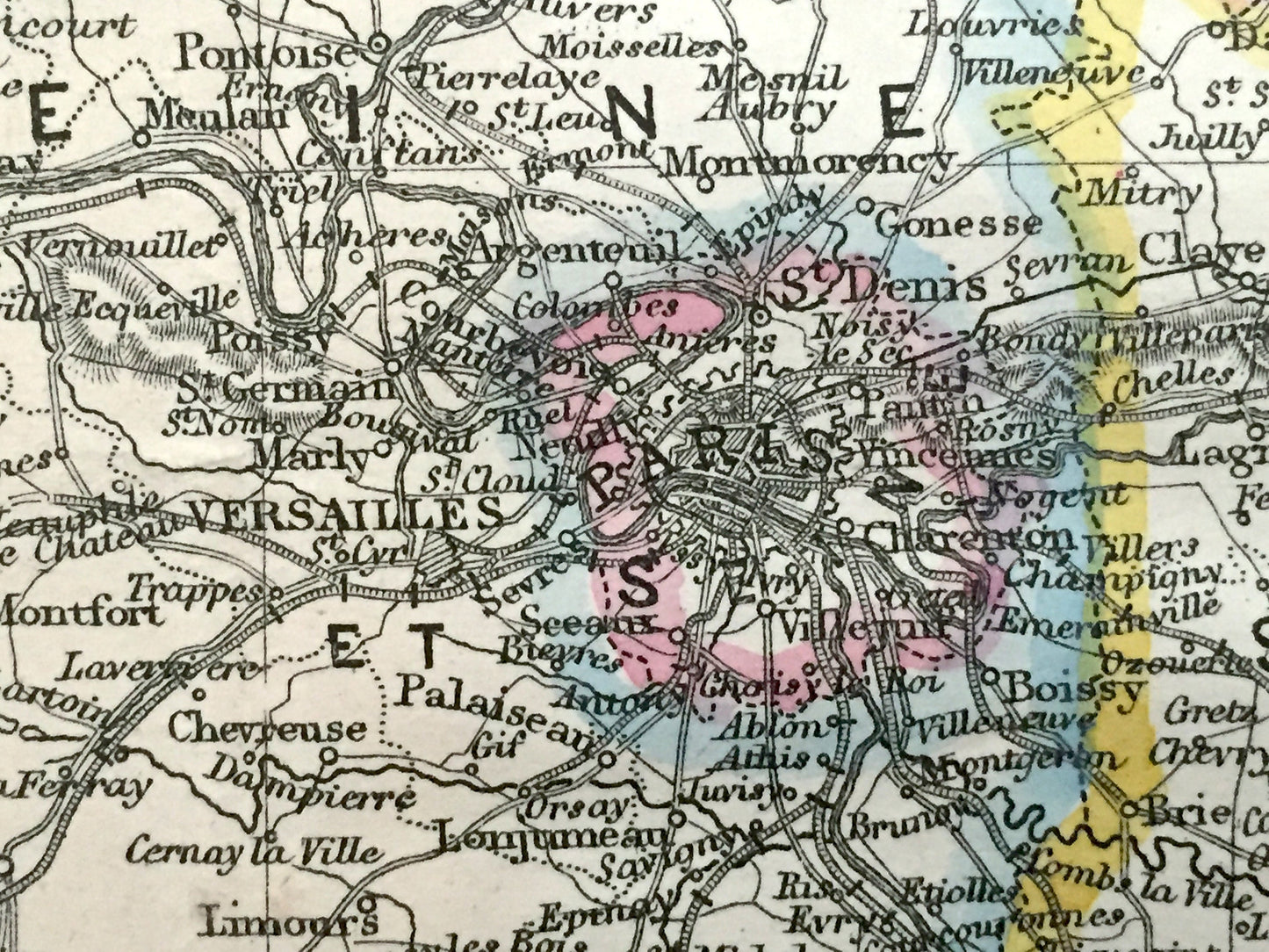 Antique 1863 France Map by Lowry & Weekly Dispatch – Paris, Versailles, Bordeaux, Strasbourg, Rennes, Nice, Seine River, Pyrenees Mountains