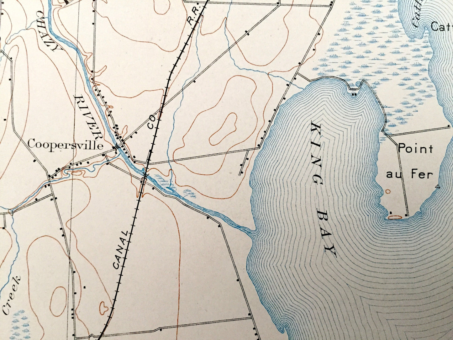 Antique Rouses Point, New York 1895 US Geological Survey Topographic Map – Chazy, Alburg, North Hero Island, Vermont, Lake Champlain, NY VT