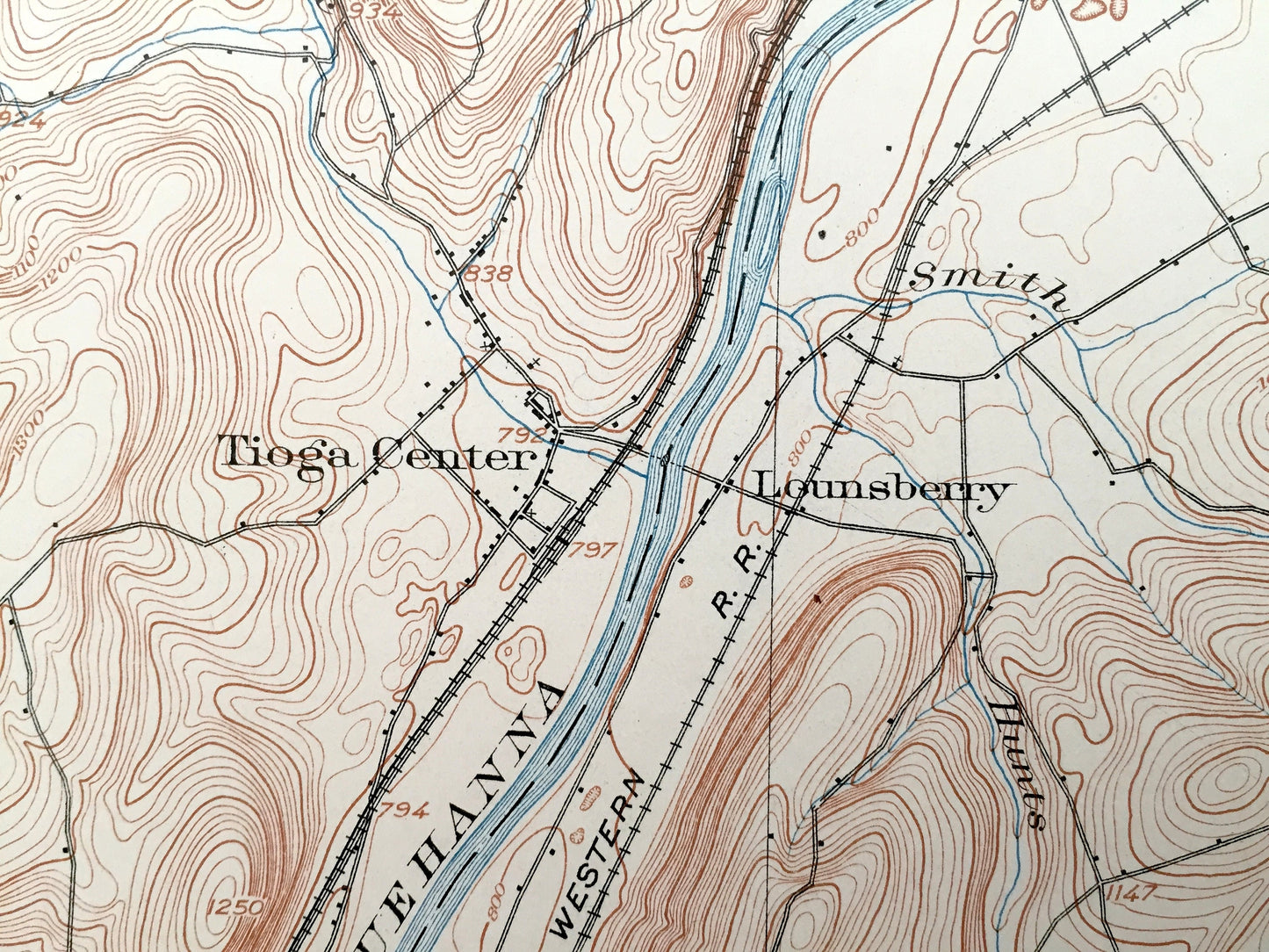 Antique Owego, New York 1903 US Geological Survey Topographic Map – Tioga County, Spencer, Candor, Catatonk, Barton, Nichols, Susquehanna NY
