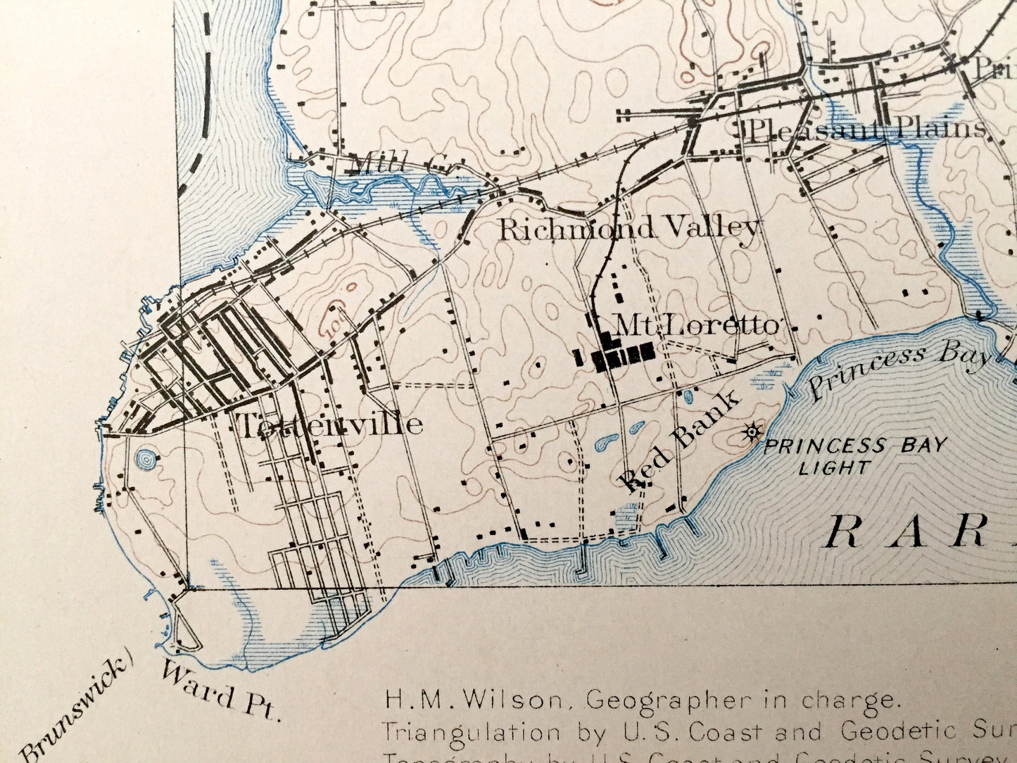 Antique Staten Island, New York City 1898 US Geological Survey Topographic Map – Manhattan, Brooklyn, Newark, Bayonne, Elizabeth, New Jersey