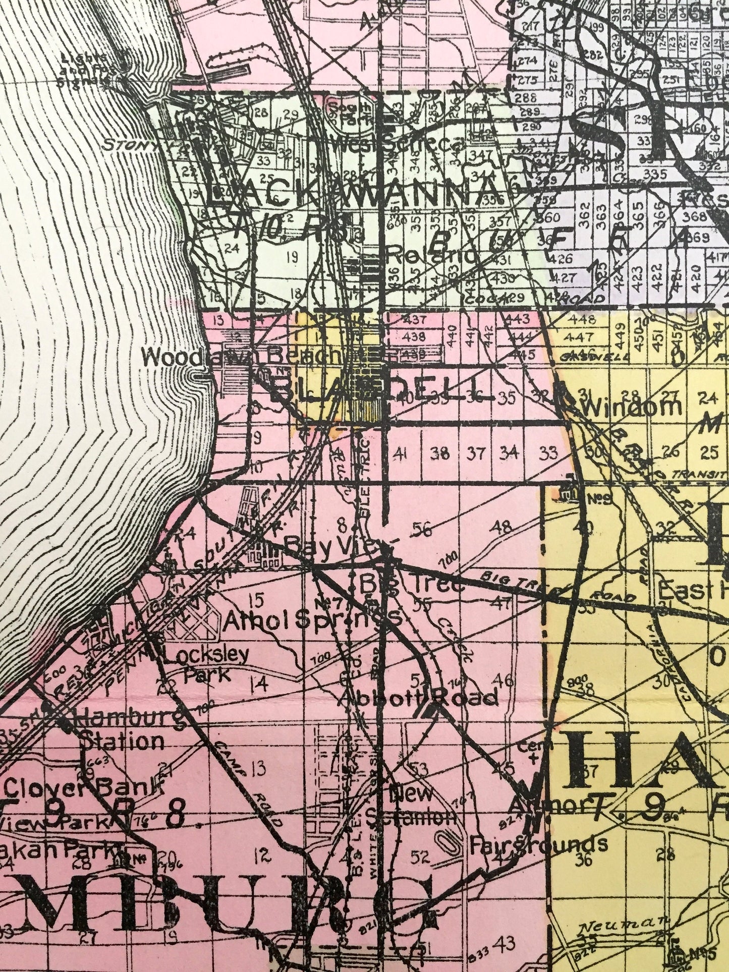 Antique Erie County, New York 1912 New Century Atlas Map – Buffalo, Cheektowaga, Seneca, Hamburg, Grand Island Aurora Evans Niagara Falls NY
