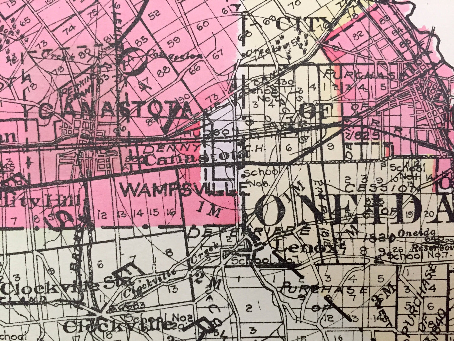 Antique Madison County, New York 1912 New Century Atlas Map – Oneida, Bridgeport, Cazenova, Chittenango, Canastota, Hamilton, Brookfield, NY