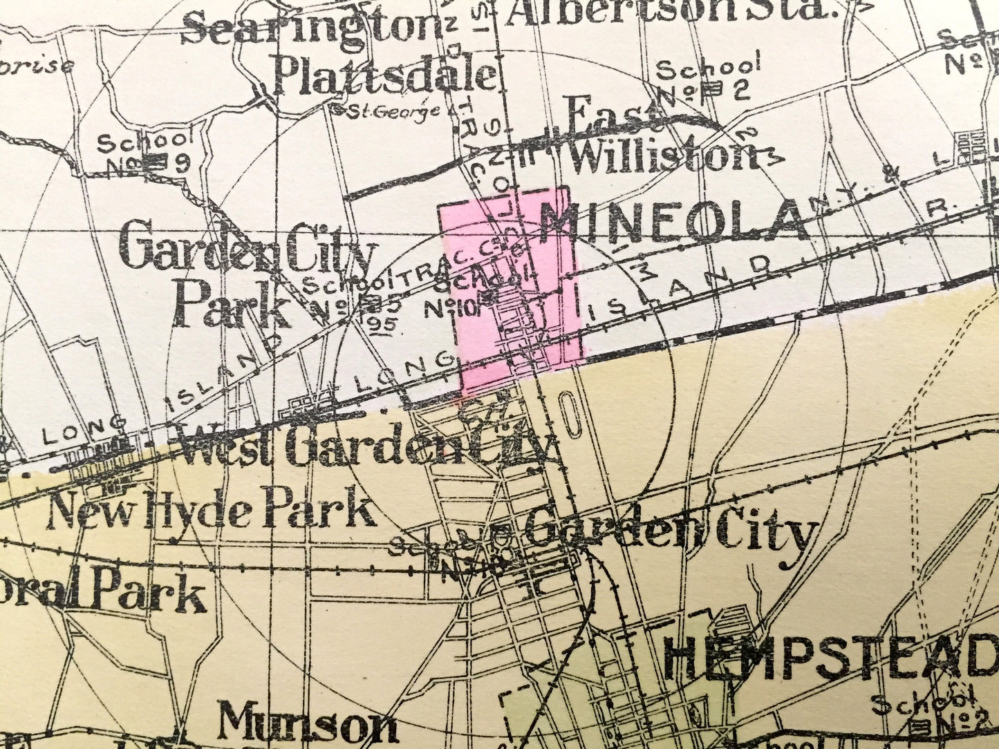 Antique Nassau County, New York 1912 New Century Atlas Map – Oyster Bay, Hempstead, Mineola, Freeport, Farmingdale, Long Beach, Rockaway, NY