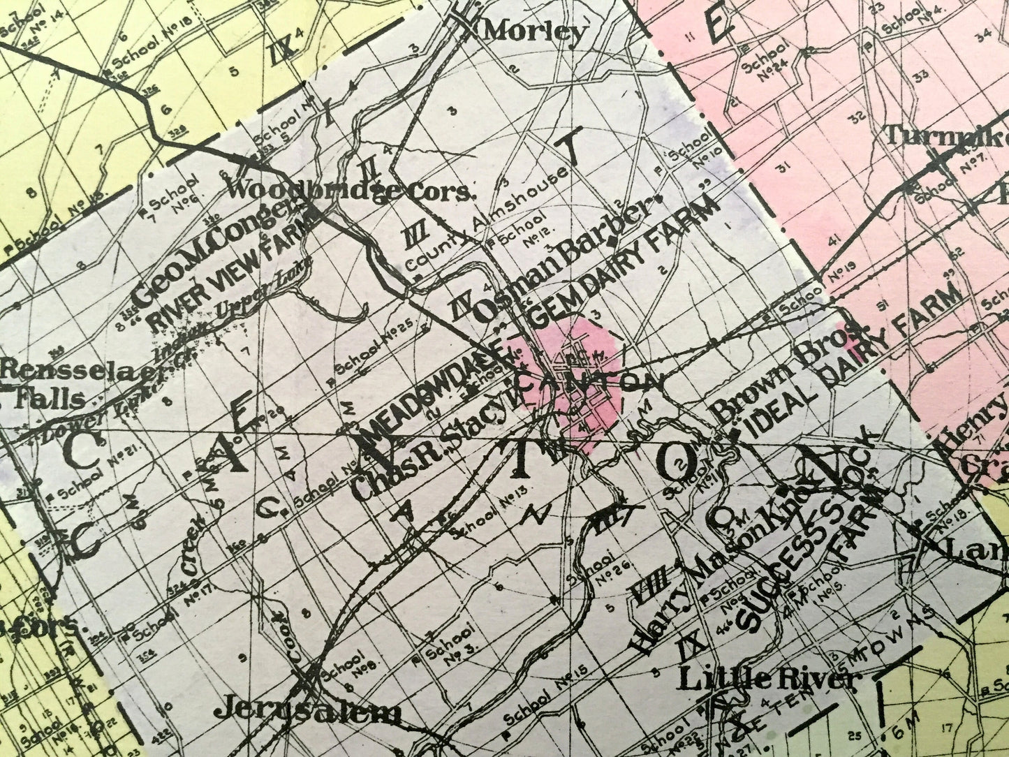 Antique St. Lawrence County, New York 1912 New Century Atlas Map – Canton, Potsdam, Ogdensburg, Morristown, Massena Cranberry Lake Madrid NY