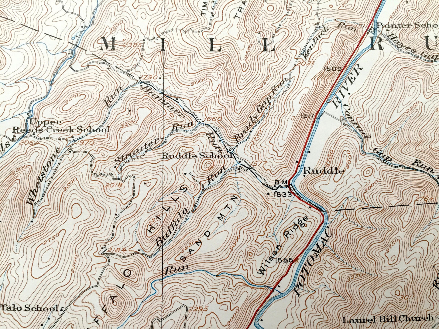 Antique Circleville, West Virginia 1924 US Geological Survey Topographic Map – Pendleton County, Mill Run, Franklin, Sugar Grove, Johnstown