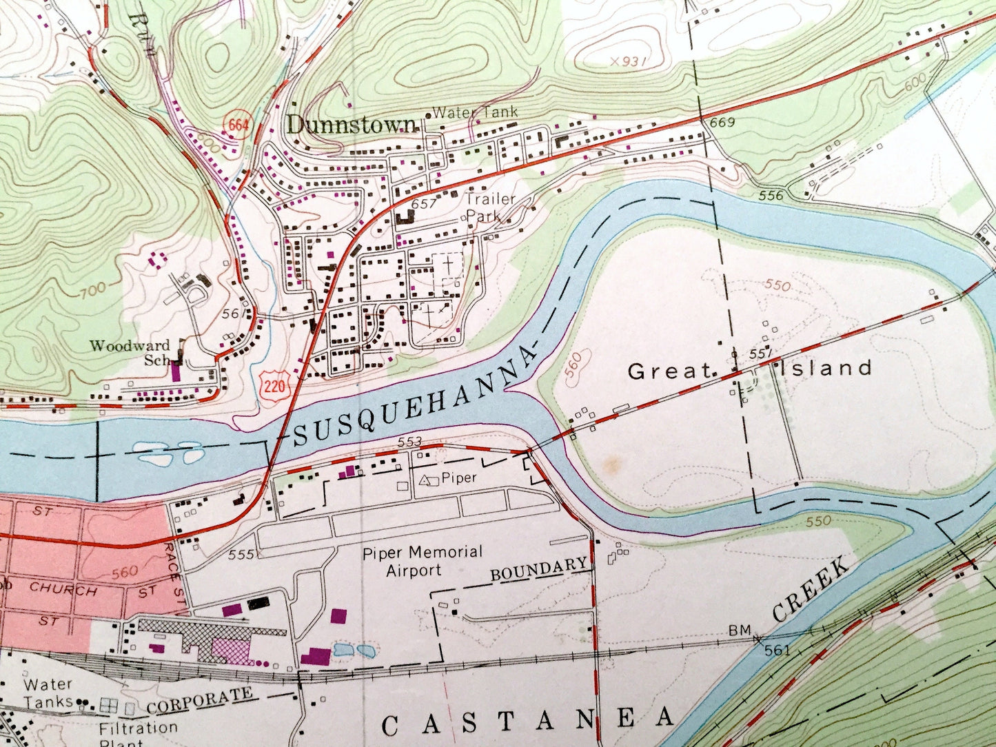 Antique Lock Haven, Pennsylvania 1965 US Geological Survey Topographic Map – Clinton County, Flemington, Woodward, Gallagher, Dunnstable, PA