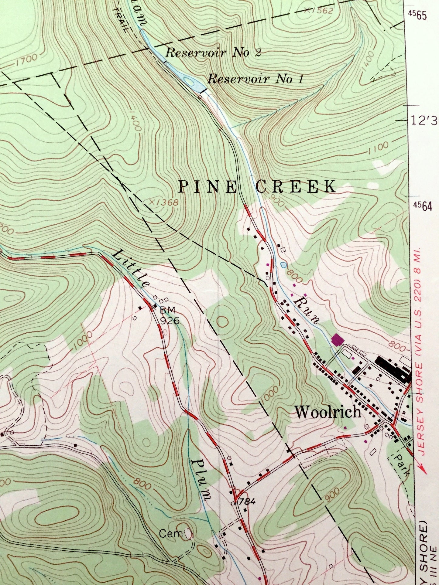 Antique Lock Haven, Pennsylvania 1965 US Geological Survey Topographic Map – Clinton County, Flemington, Woodward, Gallagher, Dunnstable, PA