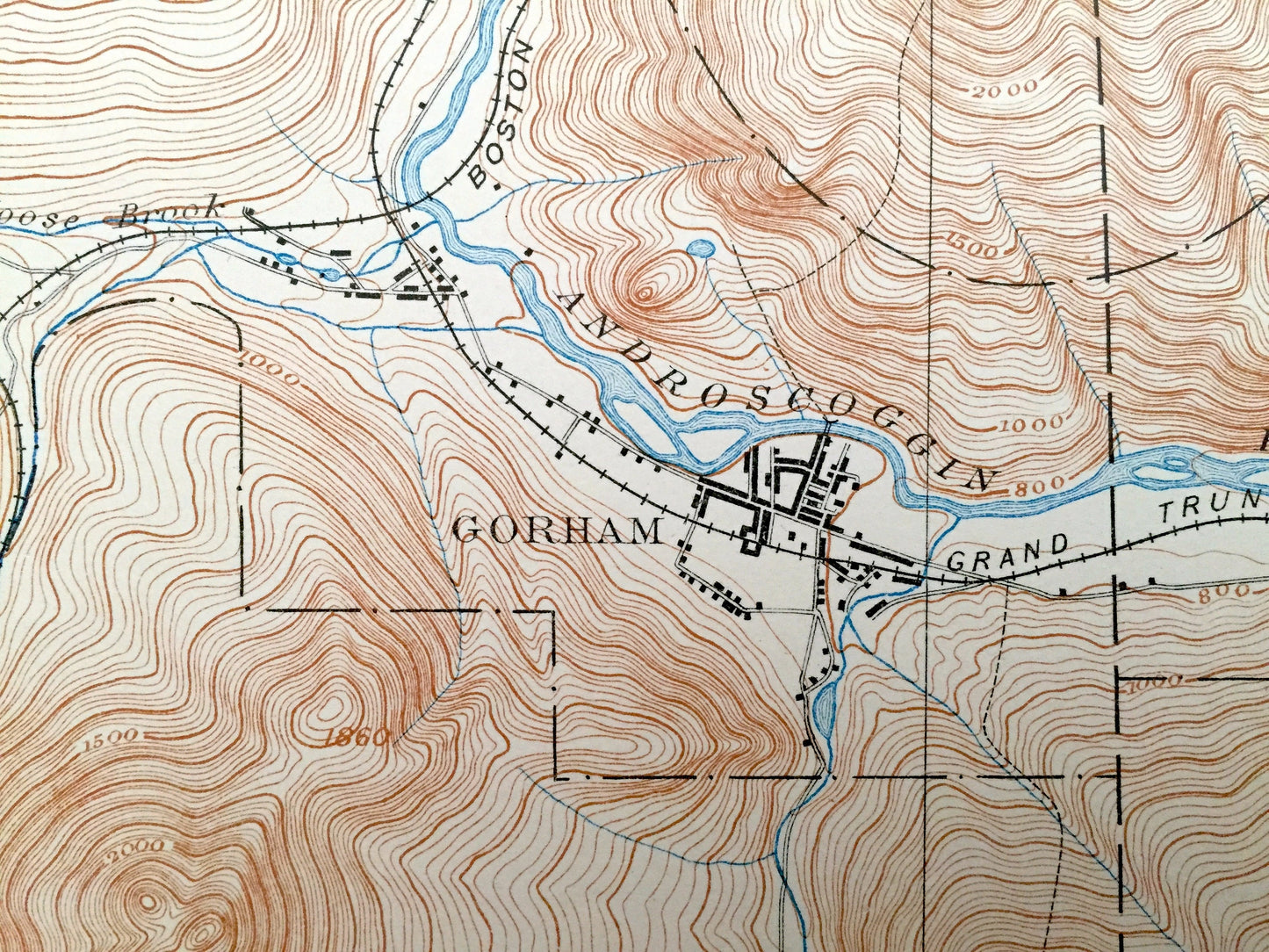 Antique Gorham, New Hampshire 1893 US Geological Survey Topographic Map – Oxford County, Berlin, Success, Shelburne, White Mountains, NH