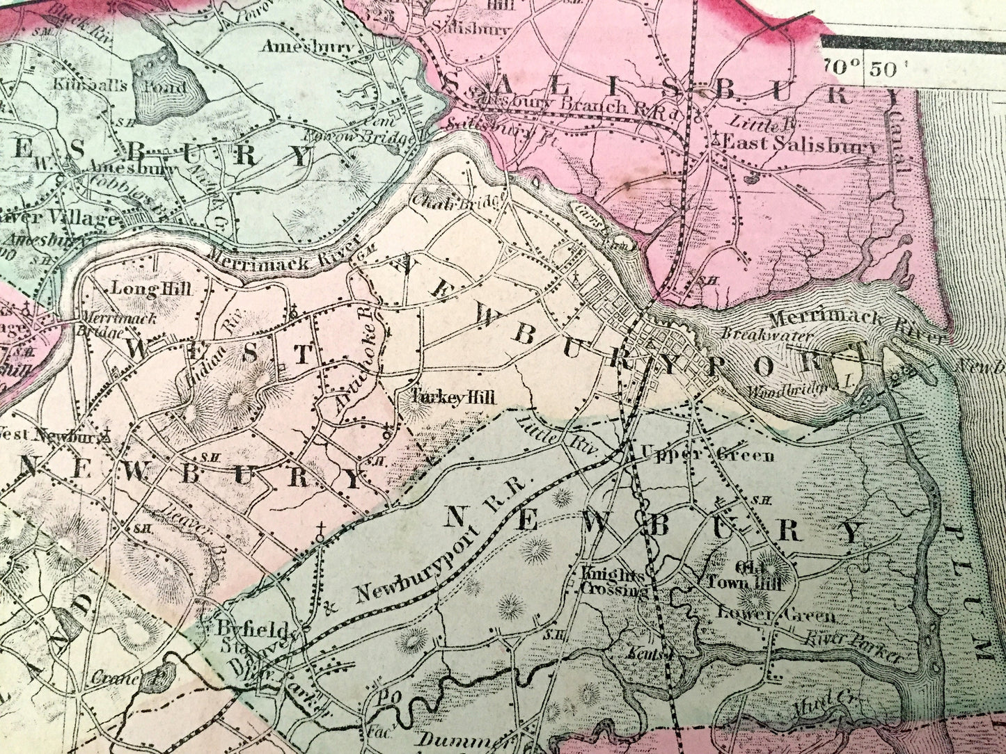 Antique 1871 Essex & Norfolk County, Massachusetts Topographical Map from Stedman Brown Lyon Atlas – Boston, Salem, Newburyport, Ipswich, MA