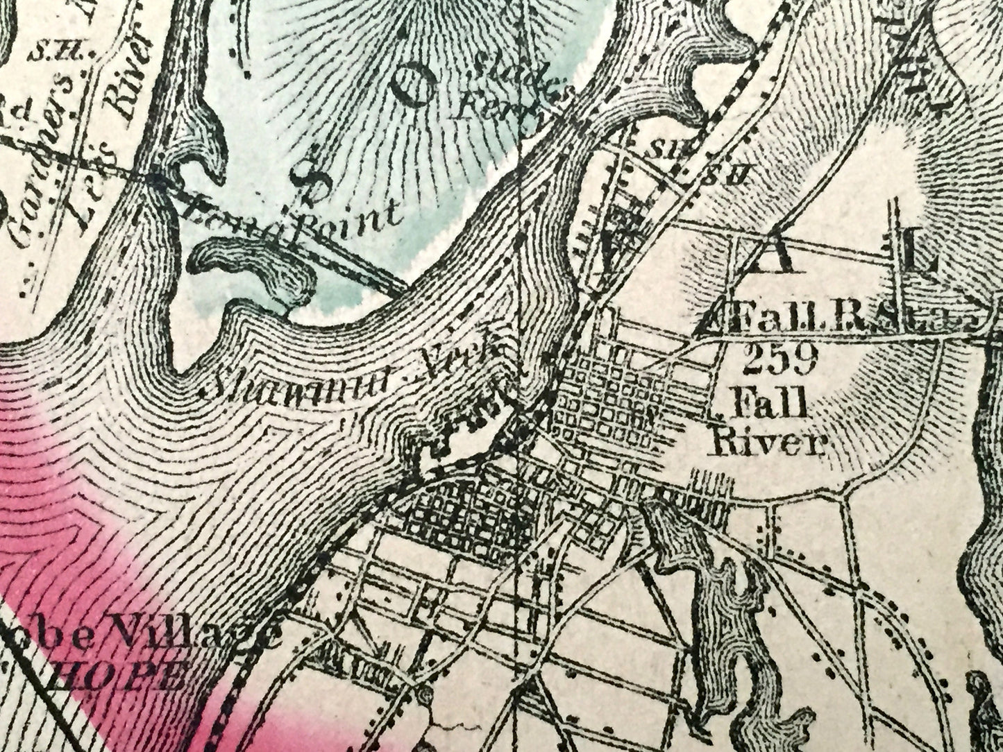 Antique 1871 Bristol County, Massachusetts Topographical Map from Stedman Brown & Lyon Atlas – Fall River, New Bedford Westport Dartmouth MA