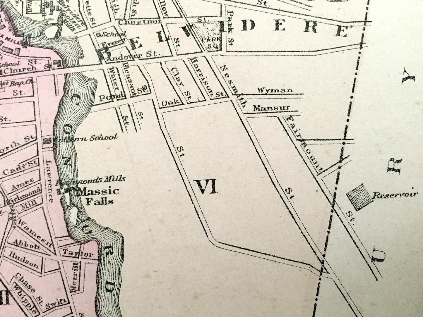 Antique 1871 Lowell & Lawrence, Massachusetts Double-Sided Topographical Map from Stedman and Lyon Atlas – Belvidere, Merrimack, Middlesex