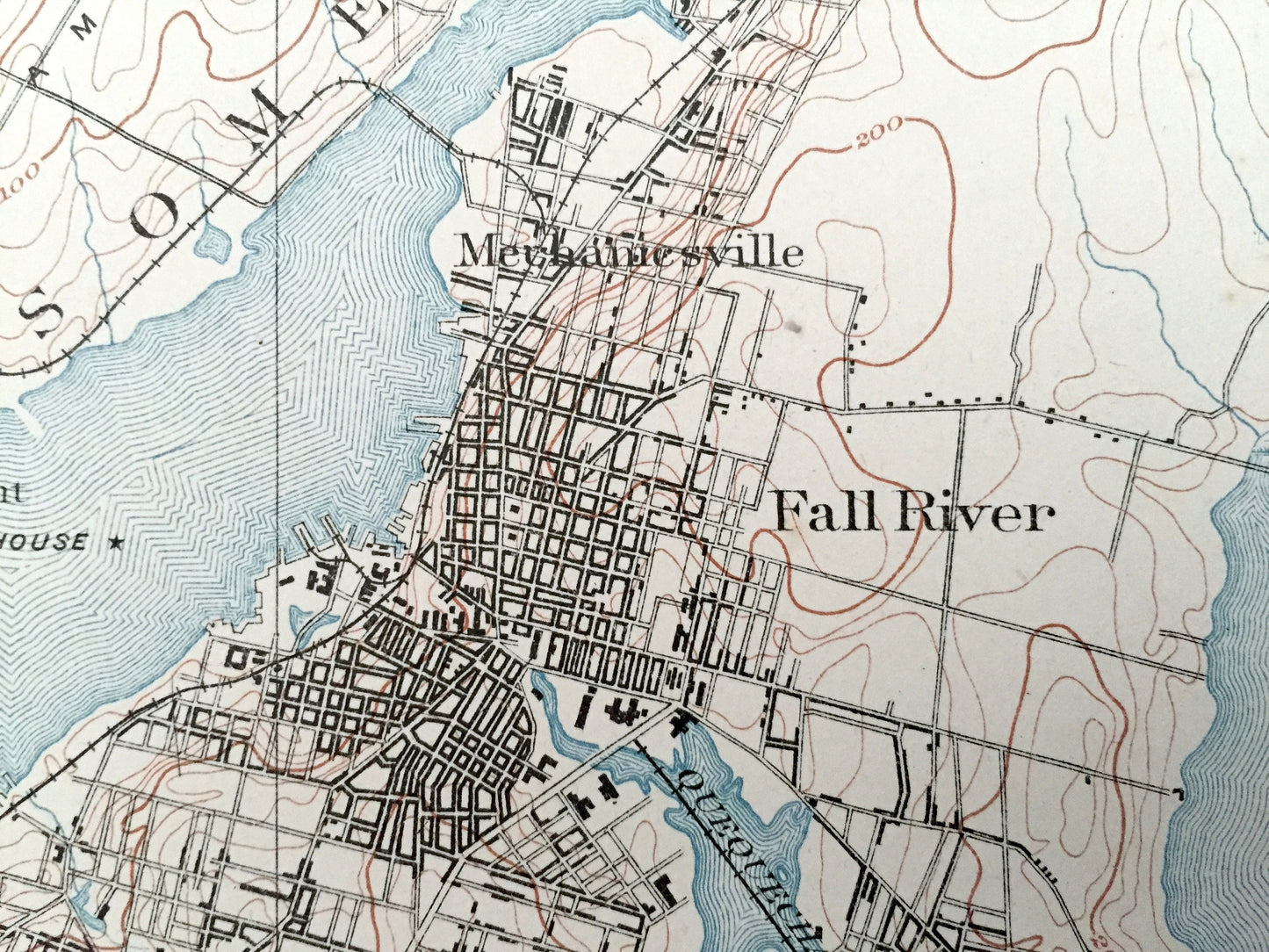 Antique 1885 Fall River, Massachusetts US Geological Survey Topographic Map – Sakonnet River, Swansea, Westport & Tiverton, Rhode Island, MA
