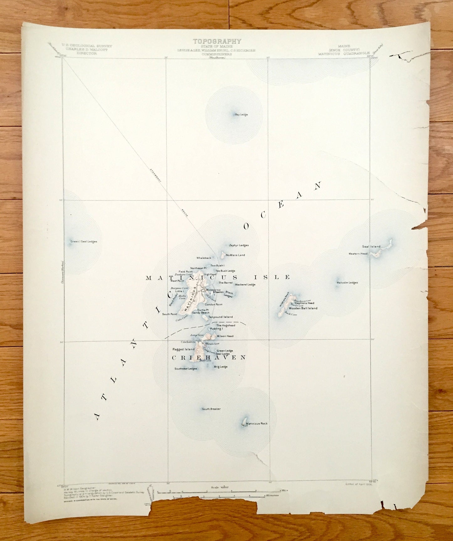 Antique Matinicus, Maine 1906 US Geological Survey Topographic Map – Criehaven, Wooden Ball, Ragged, Seal Island, Knox County Seal Ledges ME