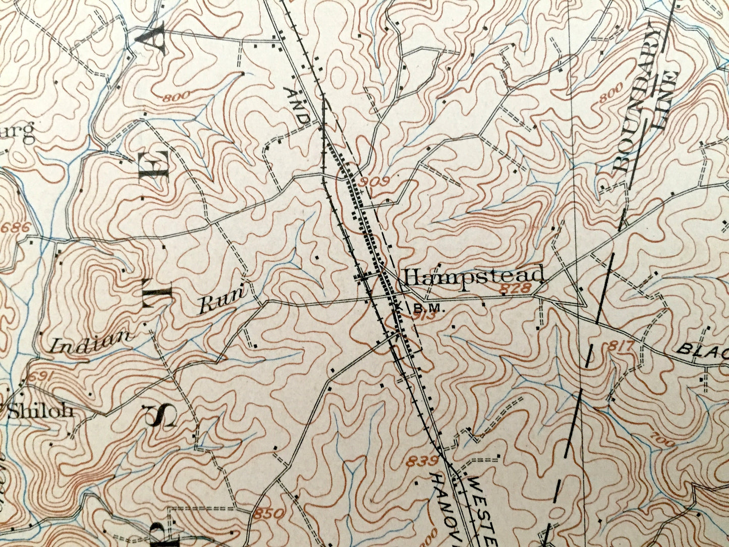 Antique Westminster, Maryland 1905 US Geological Survey Topographic Map – Baltimore, York County, Pennsylvania, Hampstead, Manchester, MD PA