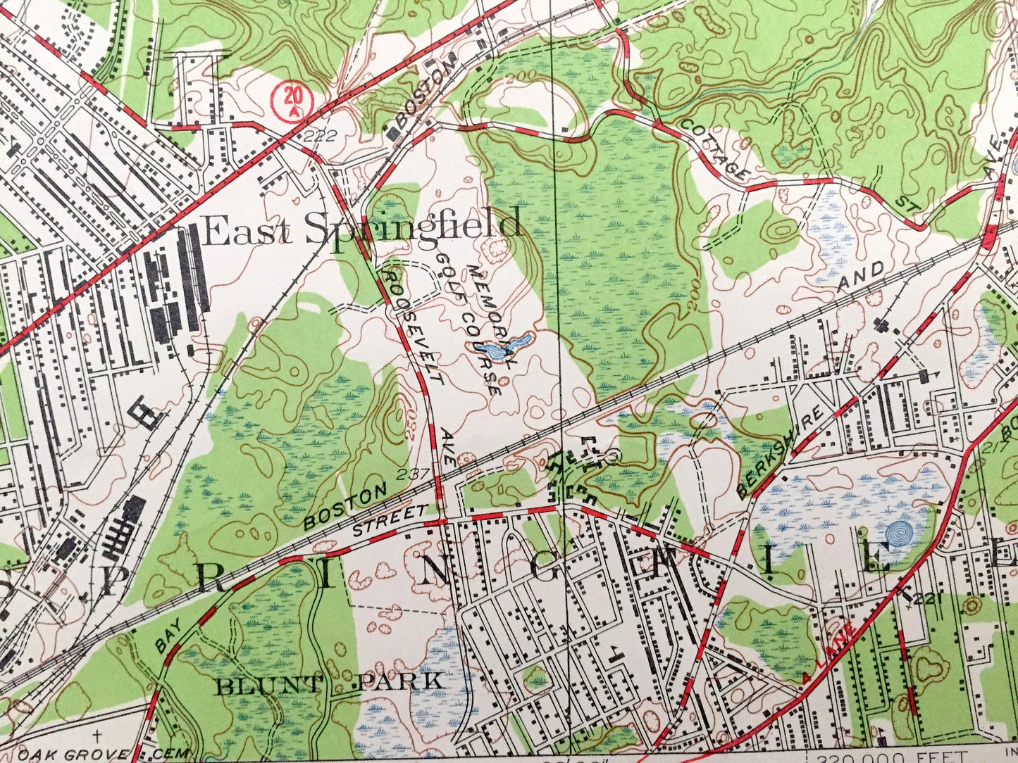 Antique Springfield North, Massachusetts 1946 US Geological Survey Topographic Map – Hampden County, South Hadley, Granby, Holyoke, Chicopee