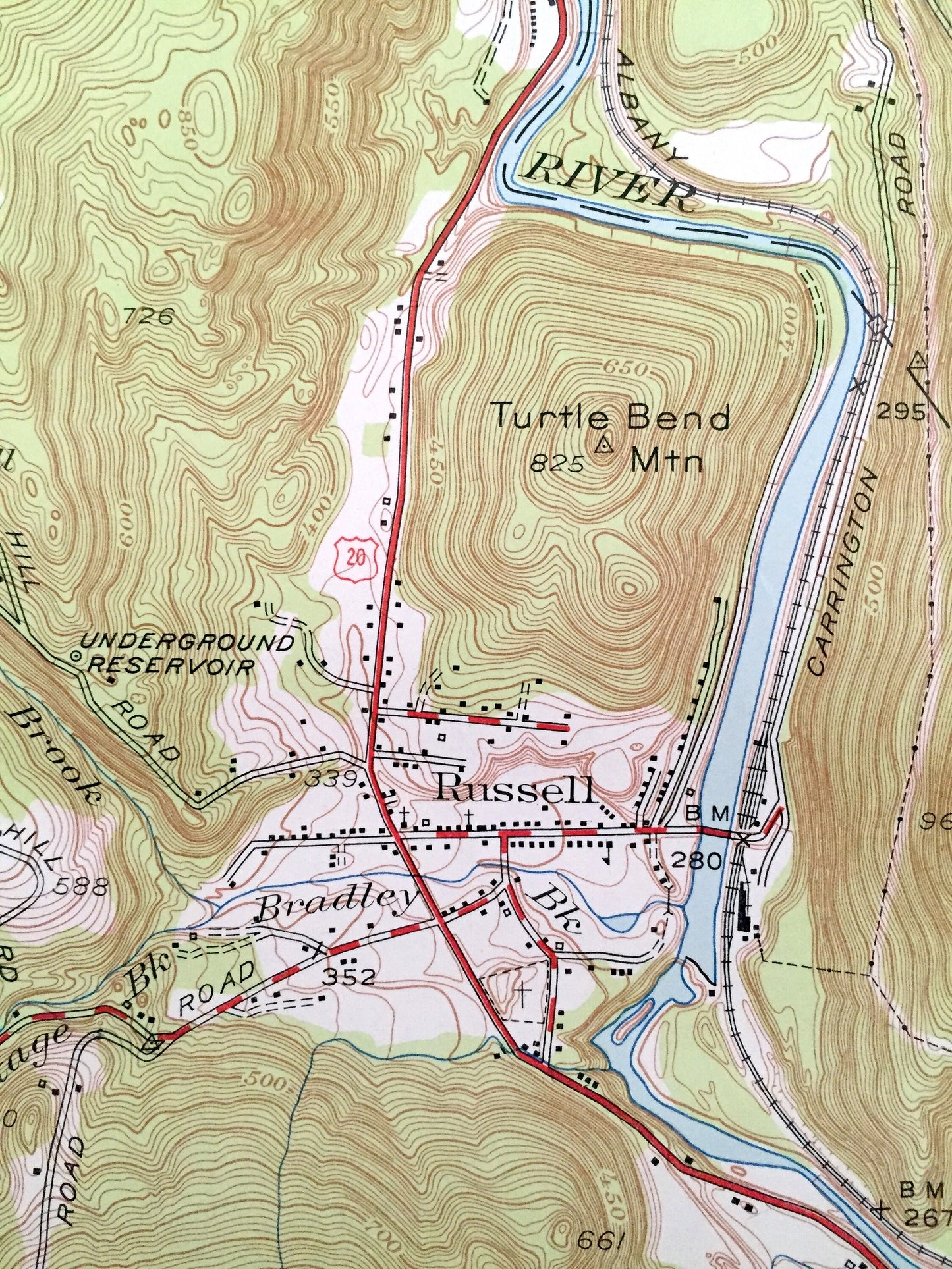 Antique Woronoco, Massachusetts 1951 US Geological Survey Topographic Map – Hampden County, Montgomery, Russell, Westfield, Huntington