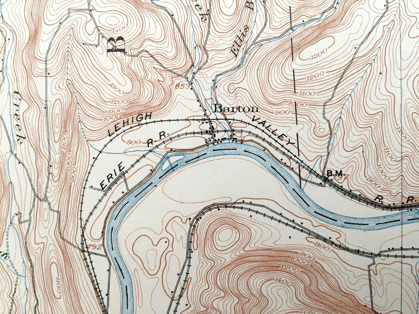 Antique Owego, New York 1903 US Geological Survey Topographic Map – Tioga County, Spencer, Candor, Catatonk, Barton, Nichols, Susquehanna NY
