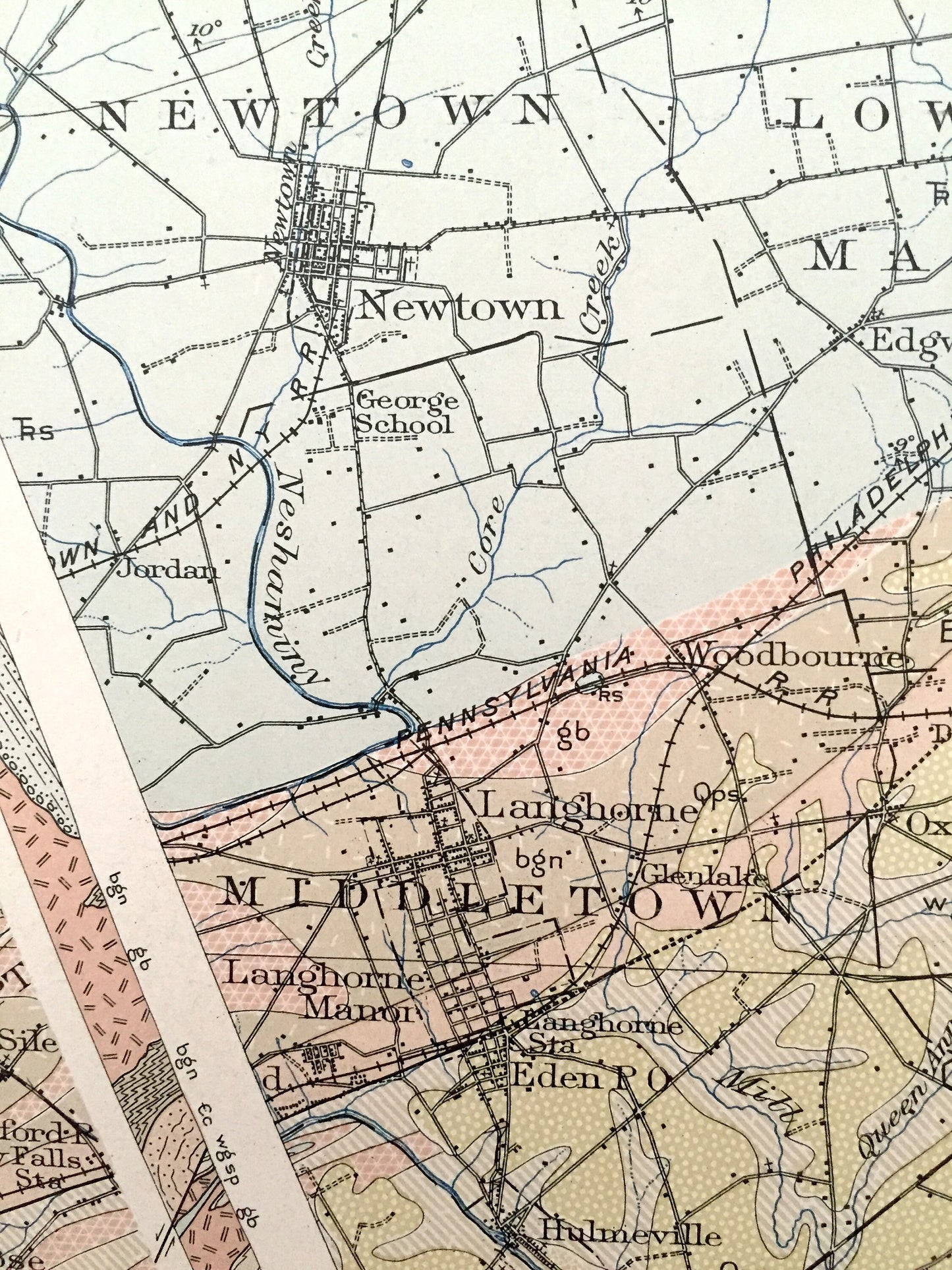 Antique New Jersey 1907 US Geological Survey Map – Princeton, Lambertville, Trenton, Washington Crossing Burlington New Hope Pennsylvania NJ