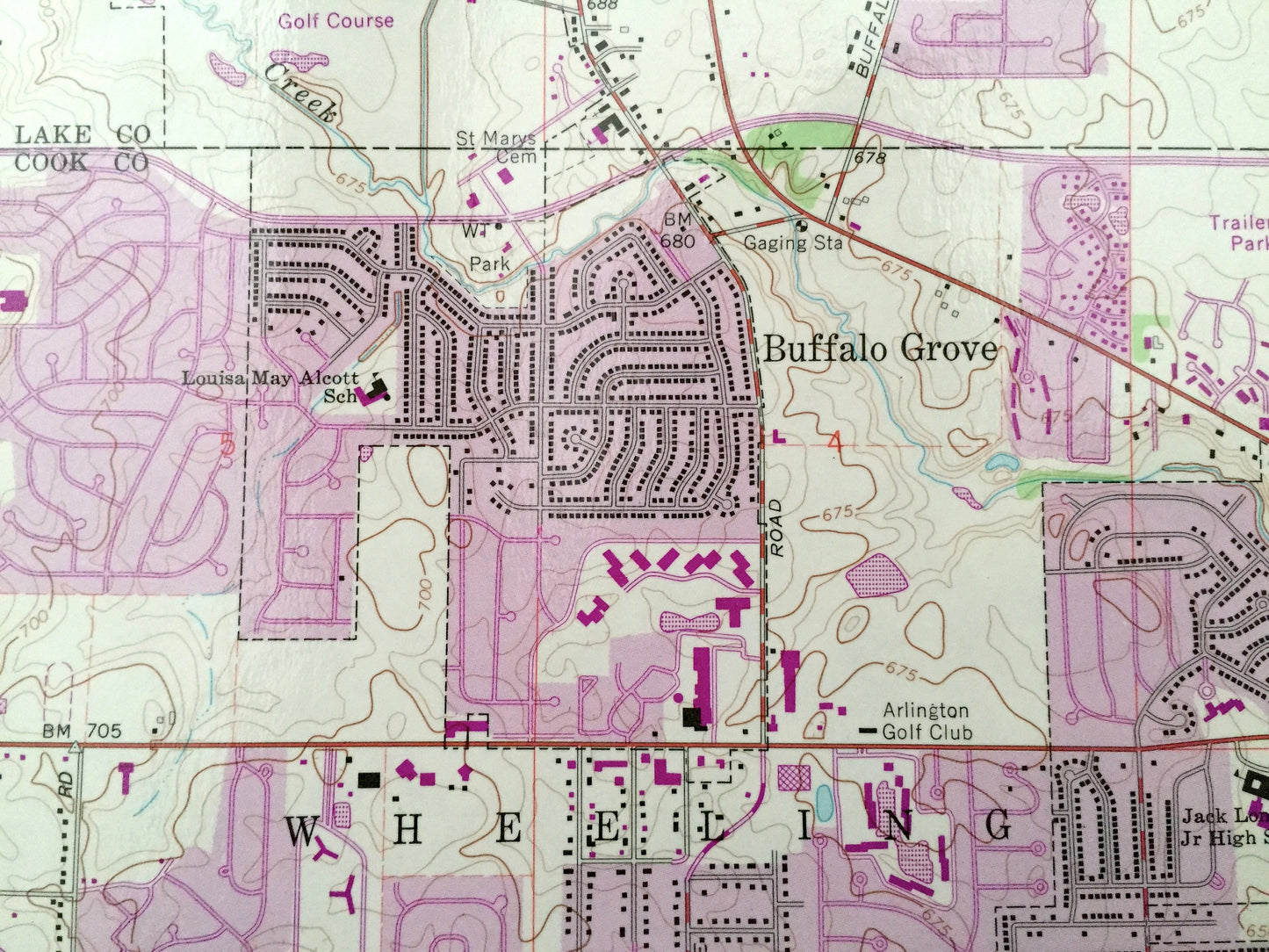 Antique Wheeling, Illinois 1963 US Geological Survey Topographic Map – Cook County, Northfield, Riverwoods, Vernon, Libertyville, Shields IL