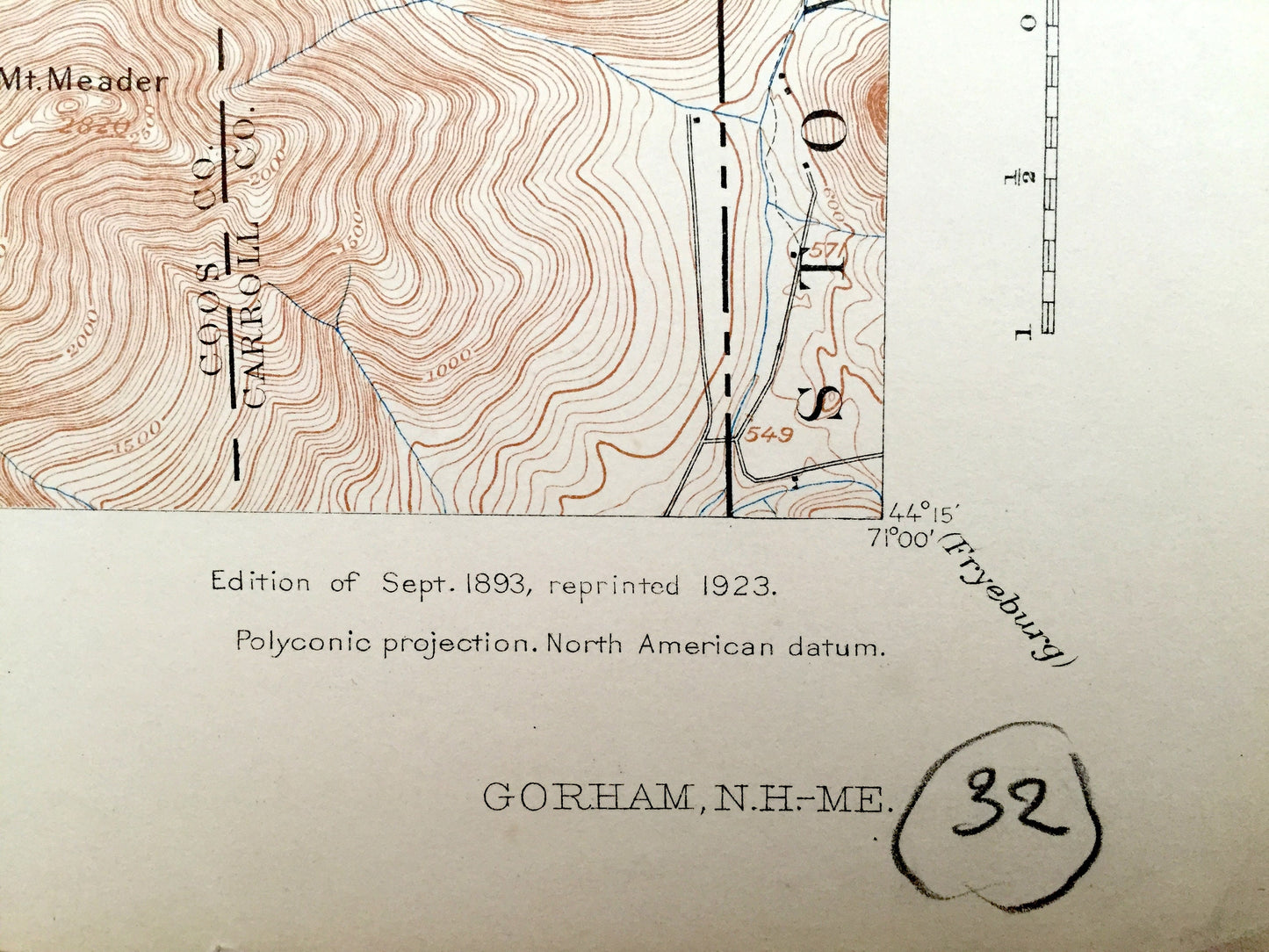 Antique Gorham, New Hampshire 1893 US Geological Survey Topographic Map – Oxford County, Berlin, Success, Shelburne, White Mountains, NH