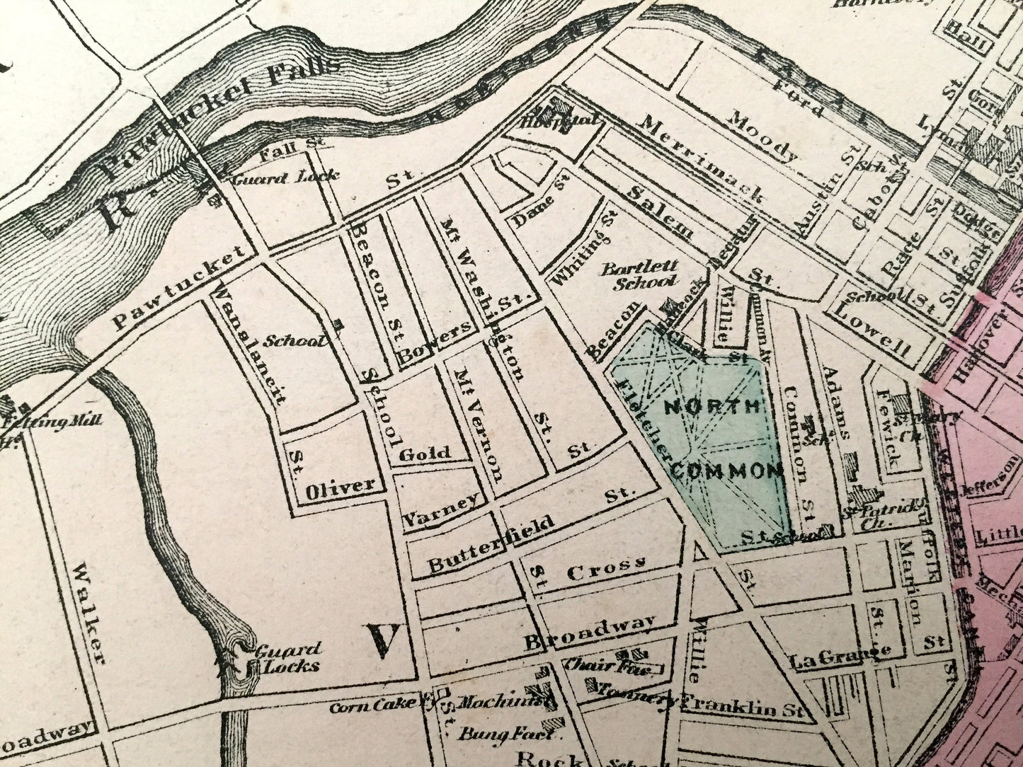 Antique 1871 Lowell & Lawrence, Massachusetts Double-Sided Topographical Map from Stedman and Lyon Atlas – Belvidere, Merrimack, Middlesex