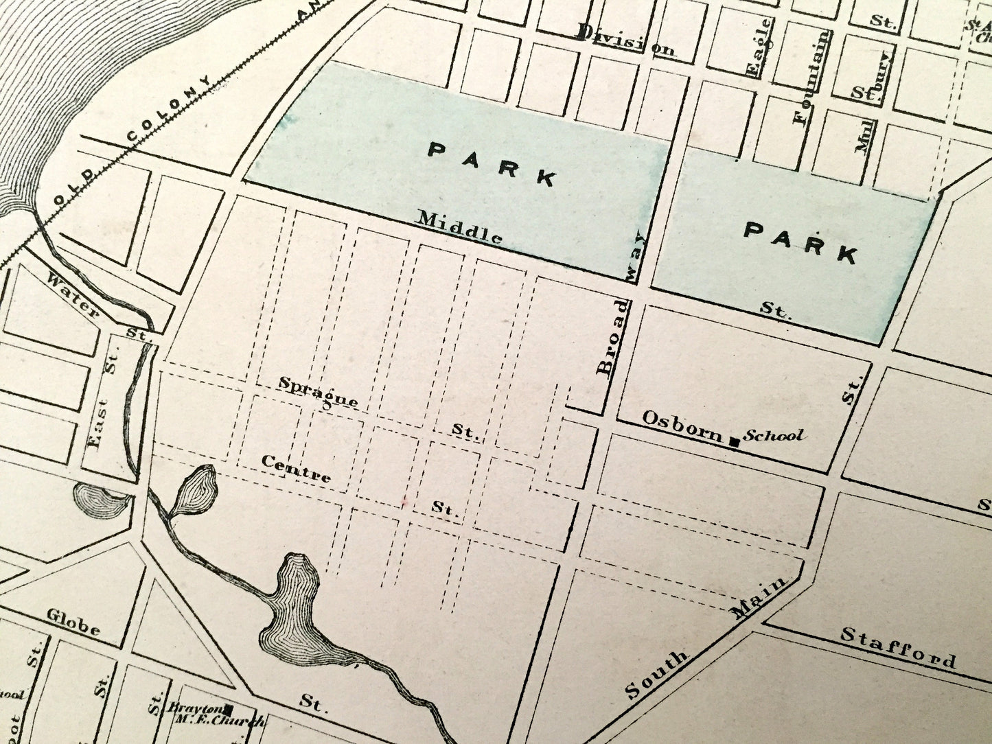 Antique 1871 Fall River & Taunton, Massachusetts Double-Sided Topographical Map from Stedman and Lyon Atlas – Bristol County, Mount Hope Bay