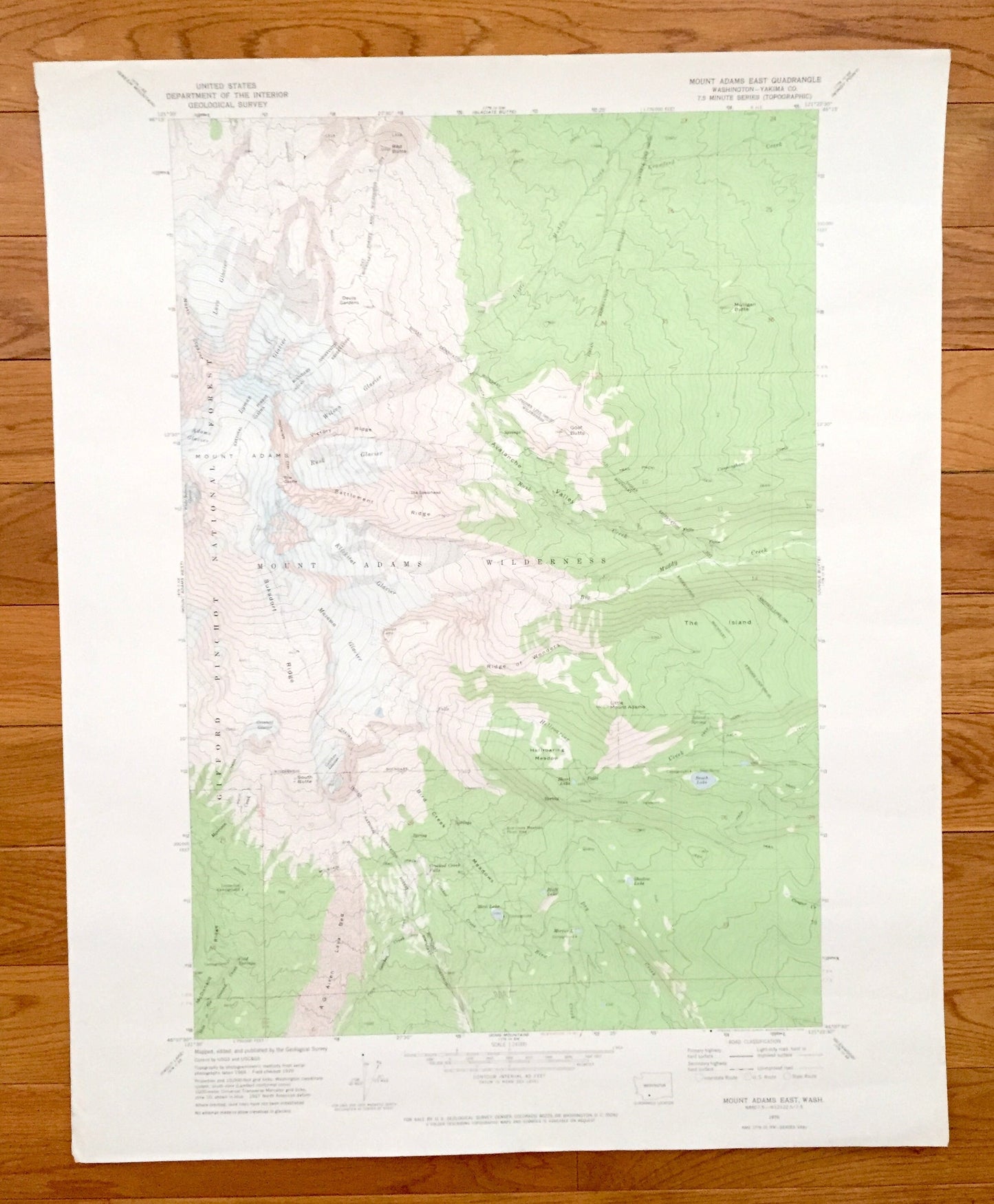 Antique Mount Adams, Washington 1970 US Geological Survey Topographic Map – Yakima County, Gifford Pinchot Forest, Pacific Trail Hellroaring