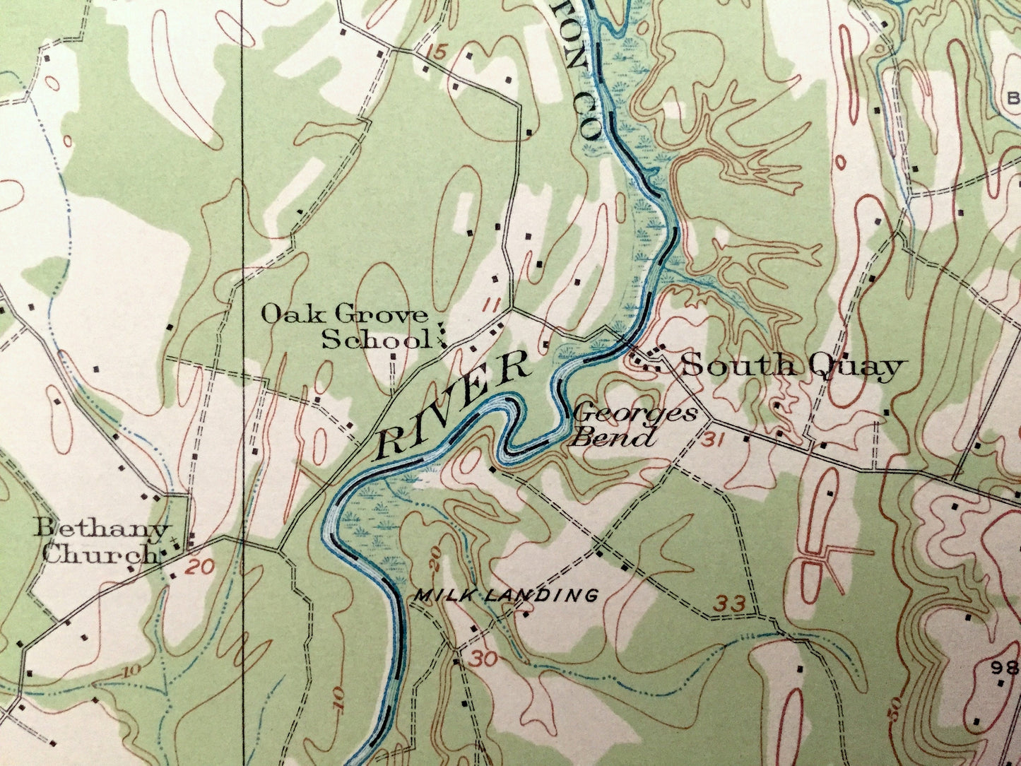 Antique Holland, Virginia 1920 US Geological Survey Topographic Map – Franklin, Riverdale, Delaware, Carrsville, Somerton, South Quay, VA