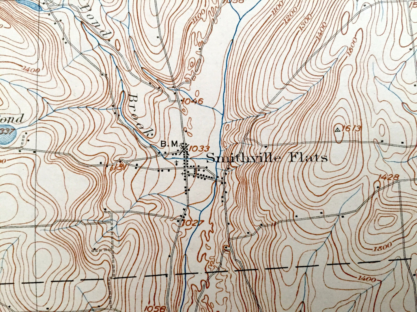 Antique Greene, New York 1904 US Geological Survey Topographic Map – Cortland, Broome, Chenango County, Whitney Point, Willett, Triangle, NY
