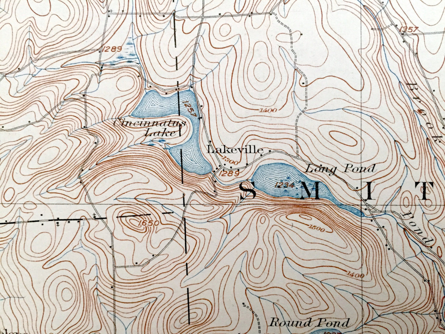 Antique Greene, New York 1904 US Geological Survey Topographic Map – Cortland, Broome, Chenango County, Whitney Point, Willett, Triangle, NY