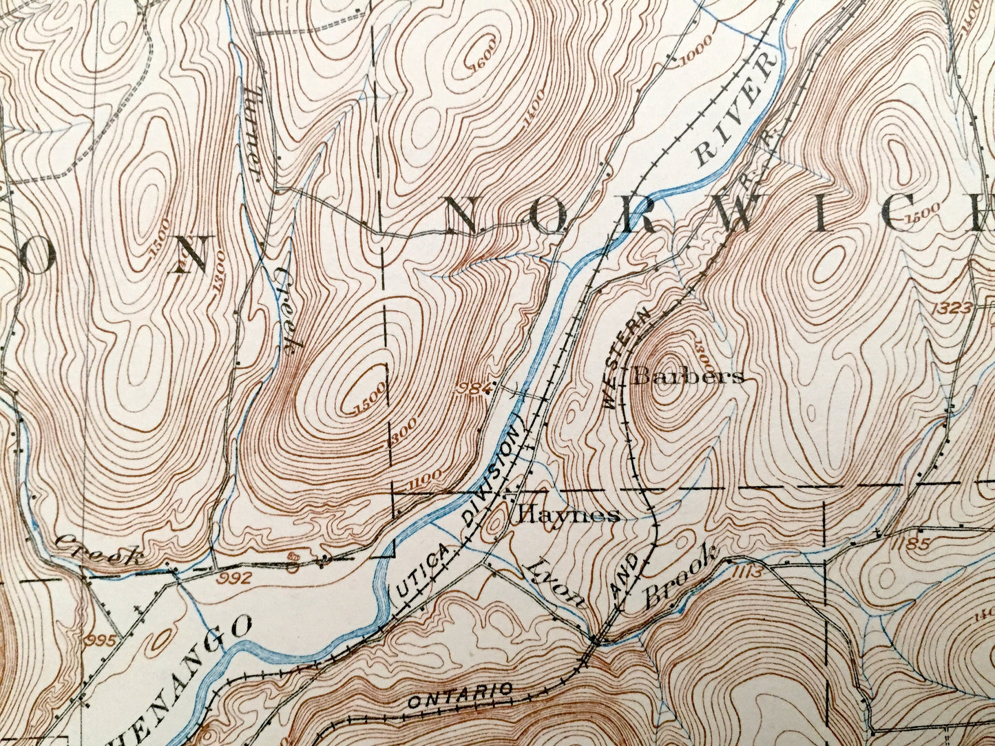 Antique Oxford, New York 1904 US Geological Survey Topographic Map – Chenango County, McDonough, Preston, Norwich, Smithville, Guilford, NY
