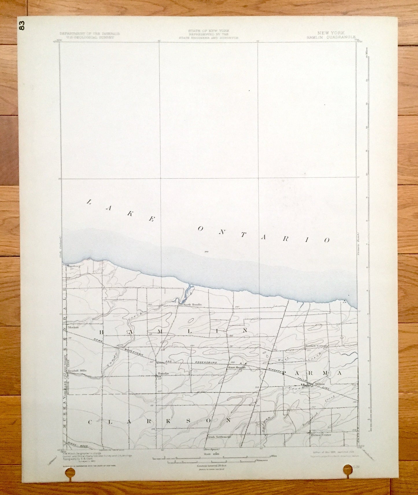 Antique Hamlin, New York 1899 US Geological Survey Topographic Map - Clarkson, Parma, Murray, Kendall, Troutburg, Hilton, Morton, Greece