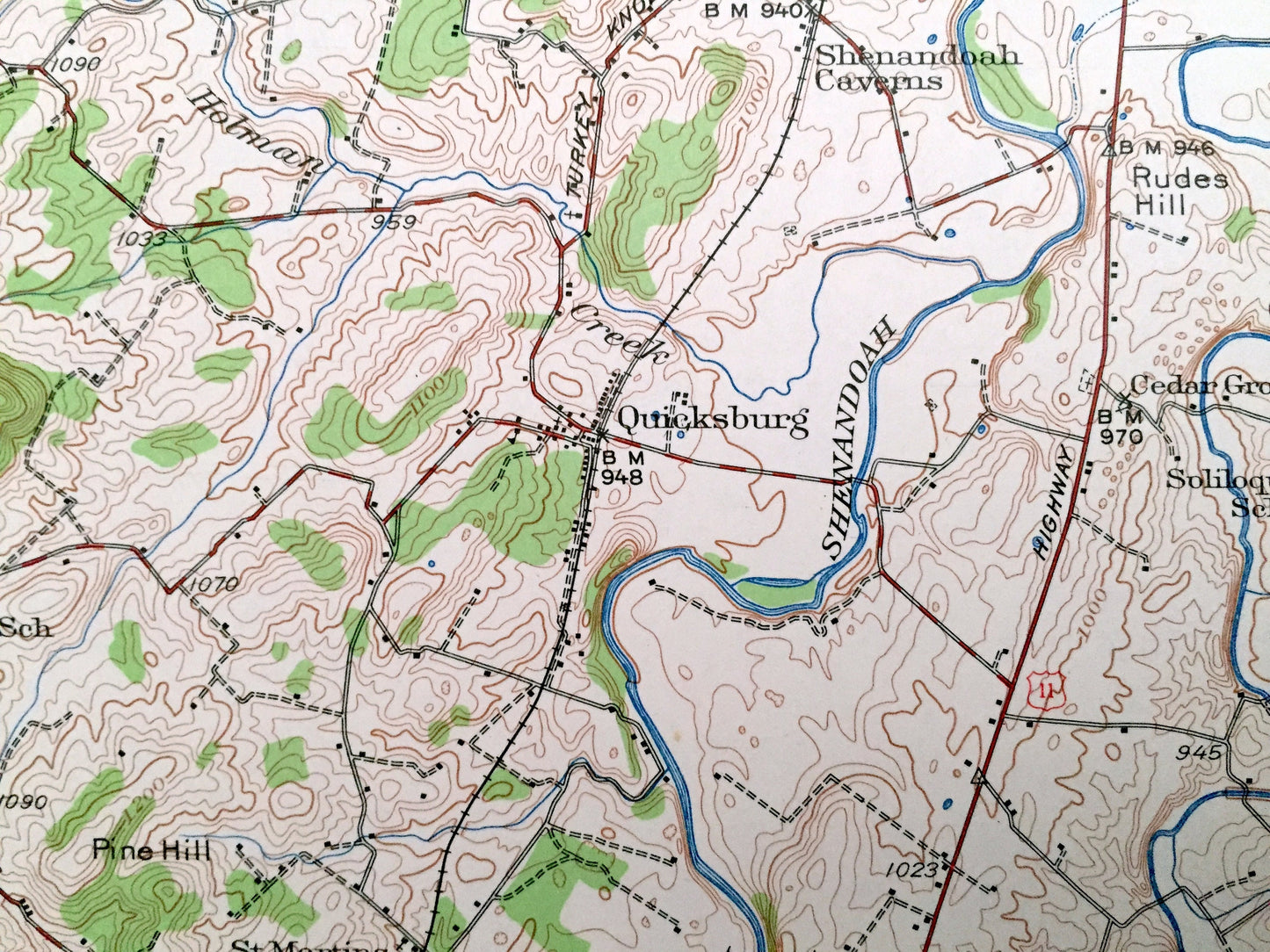 Antique Mt Jackson, Virginia 1942 US Geological Survey Topographic Map – Shenandoah Valley, Williamsville, Georgetown, Forestville, Newport