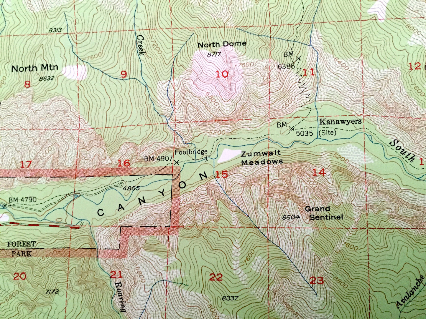 Antique Kings Canyon, California 1953 US Geological Survey Topographic Map – Marion Peak, National Park, Fresno County, Sequoia Forest, CA