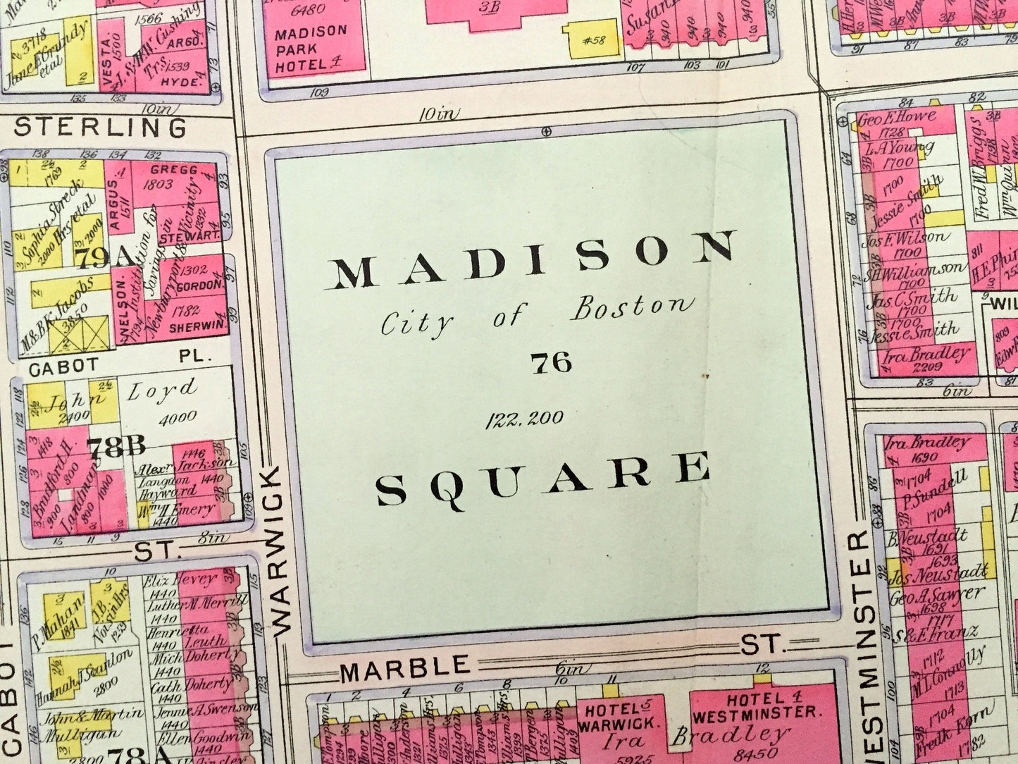 Antique 1906 Roxbury, Massachusetts Map from GW Bromley Atlas – Boston, Suffolk County, Fort Hill, Frederick Douglass, Madison Park School