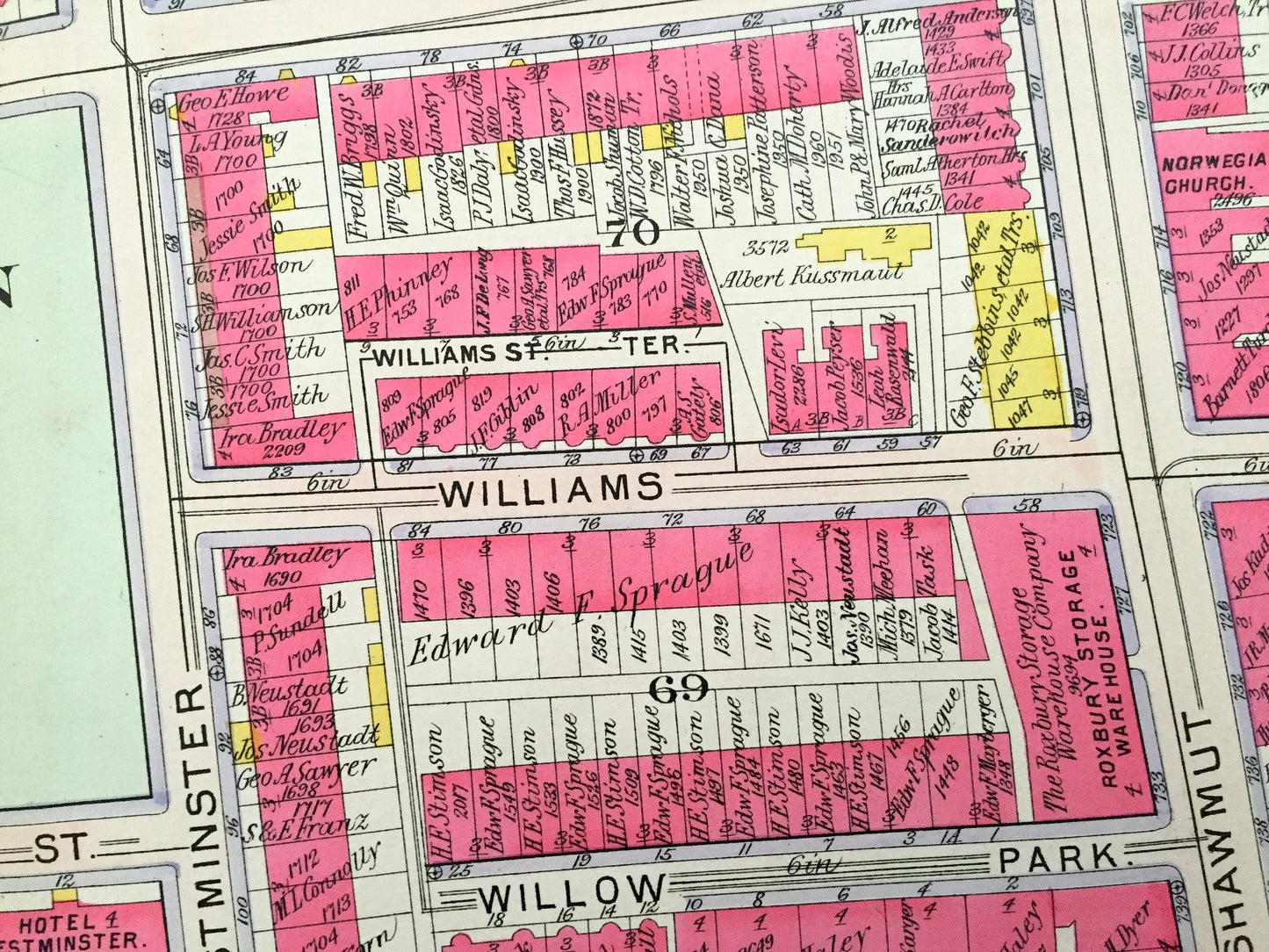 Antique 1906 Roxbury, Massachusetts Map from GW Bromley Atlas – Boston, Suffolk County, Fort Hill, Frederick Douglass, Madison Park School