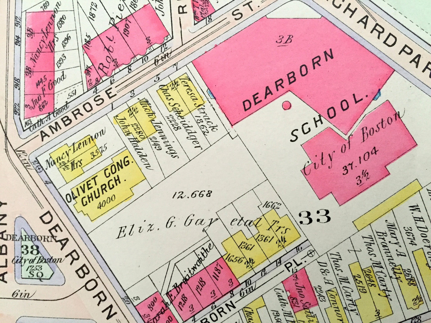 Antique 1906 Roxbury, Massachusetts Map from GW Bromley Atlas – Boston, Suffolk County, Orchard Park, Mt Pleasant, South of Washington