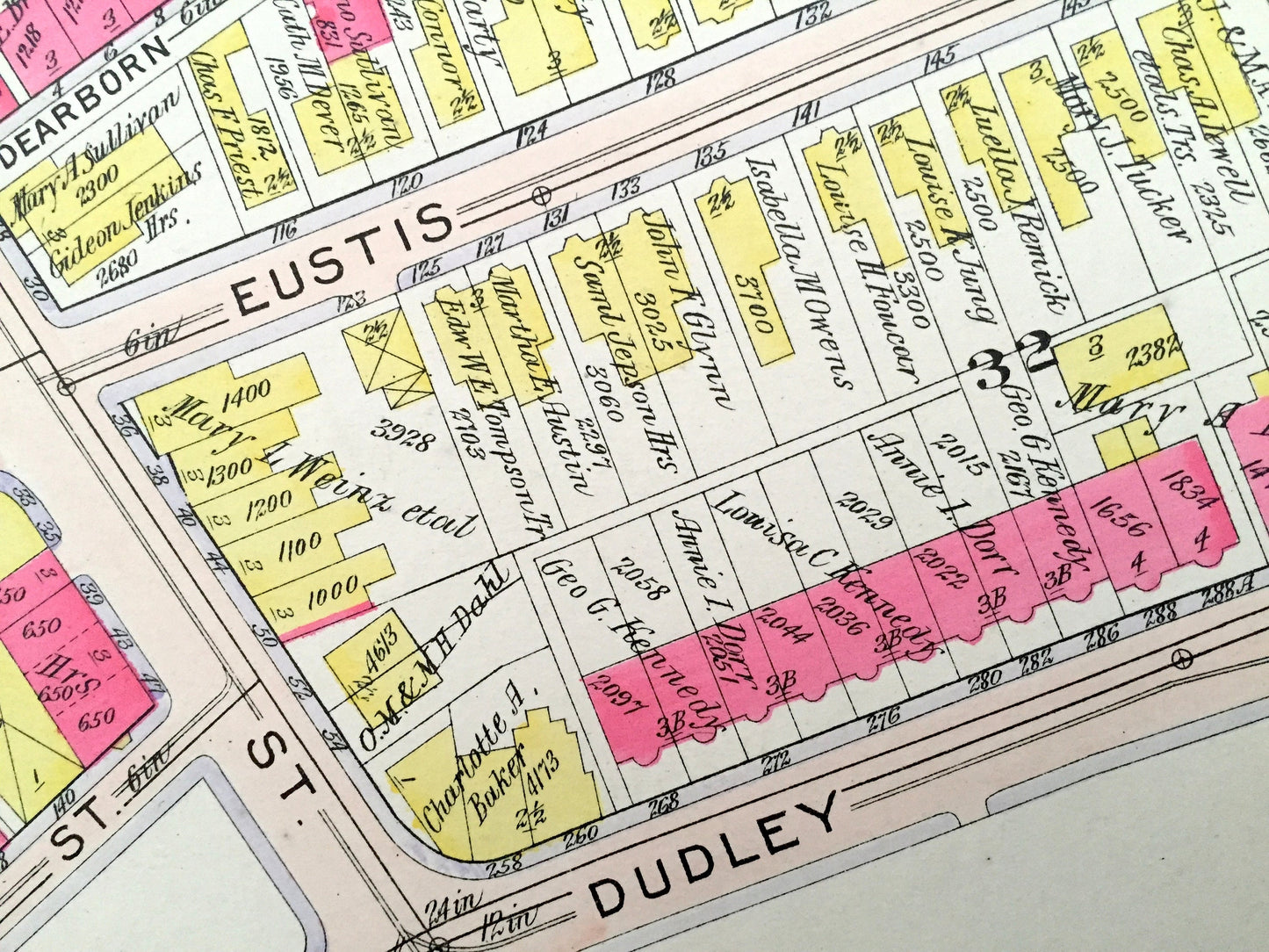 Antique 1906 Roxbury, Massachusetts Map from GW Bromley Atlas – Boston, Suffolk County, Orchard Park, Mt Pleasant, South of Washington