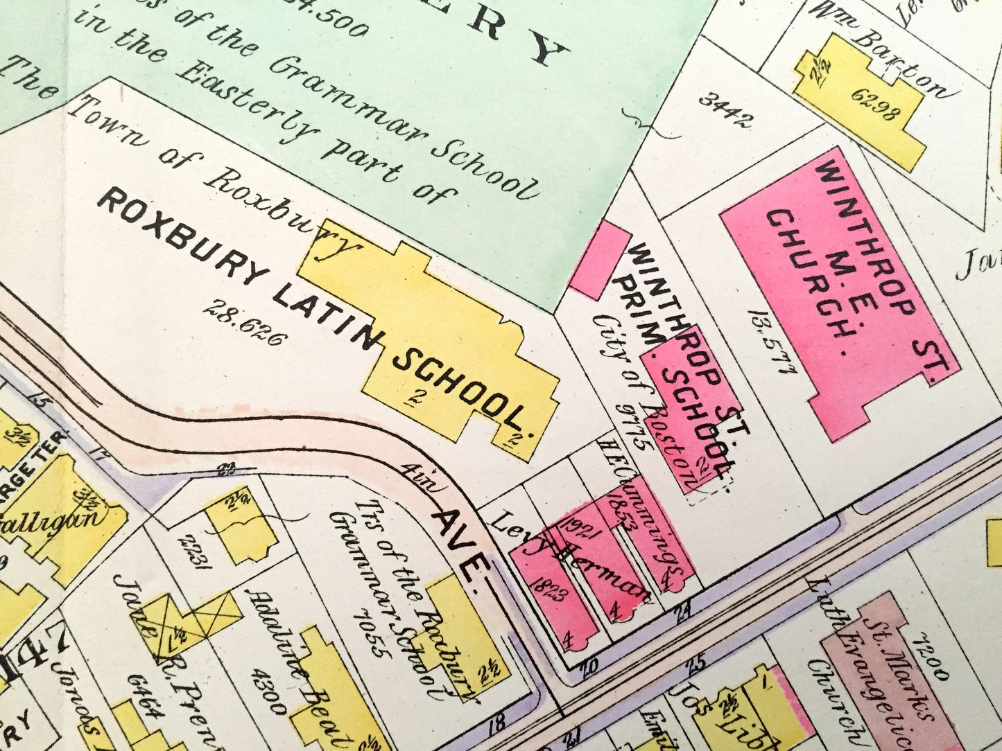 Antique 1906 Roxbury, Massachusetts Map from GW Bromley Atlas – Boston, Suffolk County, Fort Hill, Dudley Square, Hibernian Hall, Malcolm X