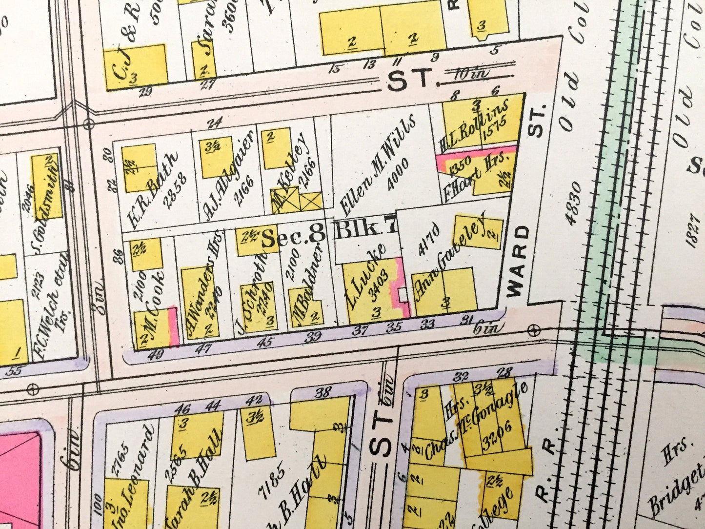 Antique 1906 Roxbury & Brookline, Massachusetts Map from GW Bromley Atlas – Boston, Suffolk County, Fort Hill, John Eliot Square, Mission