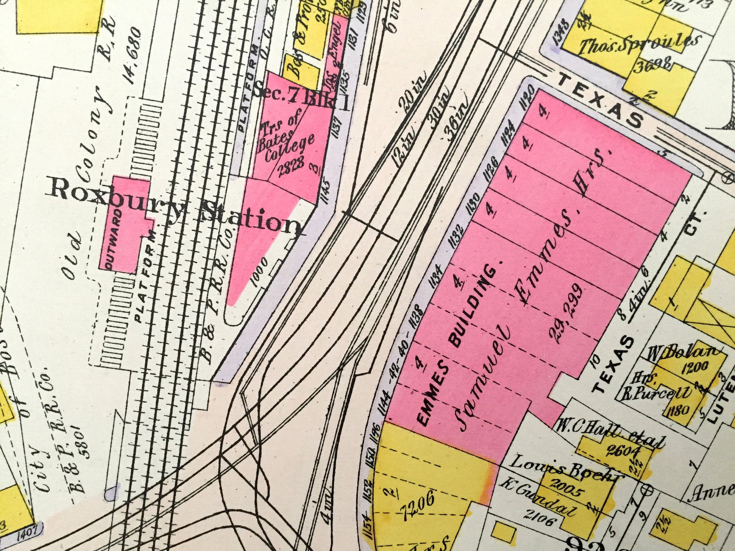 Antique 1906 Roxbury & Brookline, Massachusetts Map from GW Bromley Atlas – Boston, Suffolk County, Fort Hill, John Eliot Square, Mission